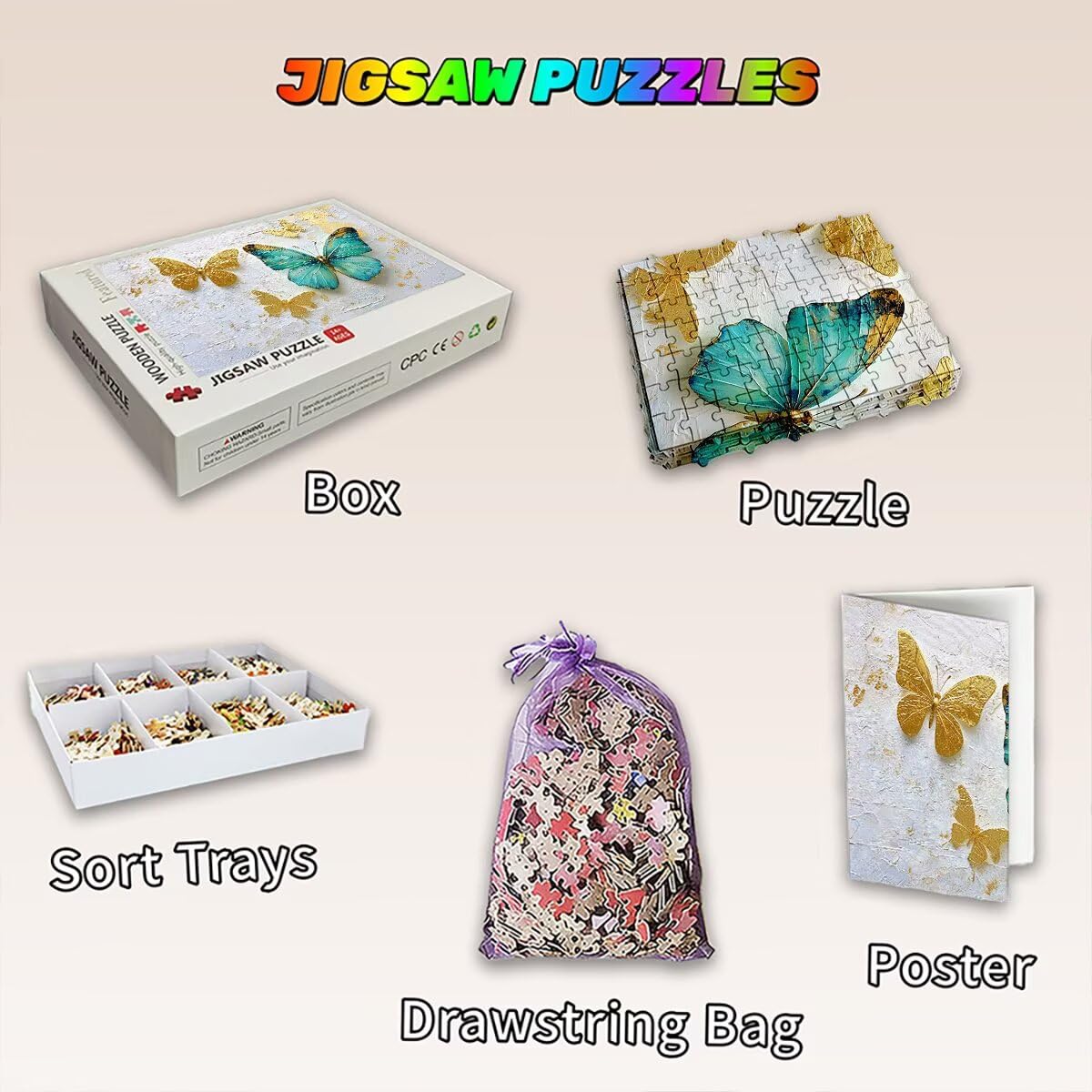Puzzle 2000 sztuk motyl, retro puzzle dla dorosłych, klasyczne puzzle gry edukacyjne do aktywności rodzinnej, najwyższej jakości drewniane puzzle z pudełkiem na prezent dla mężczyzny, prezent dla