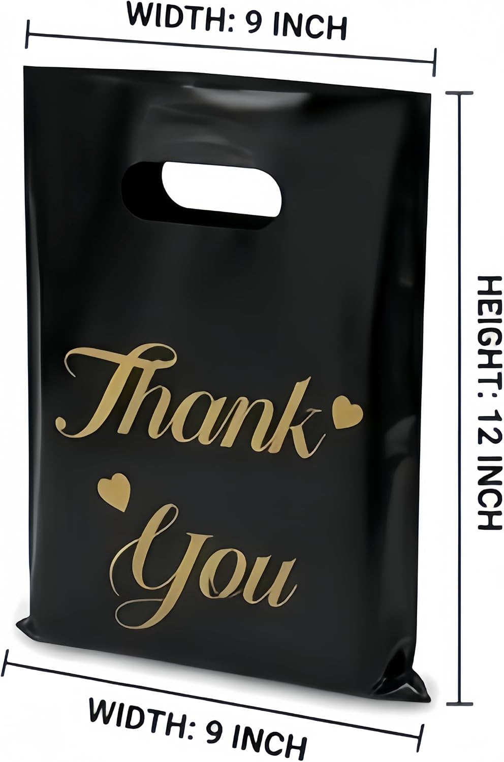 100Pcs Thank You Bags with Handles, 9x12 Black Gift Bags Shopping Merchandise bags for Small Business Retail Stores Gifts image 3