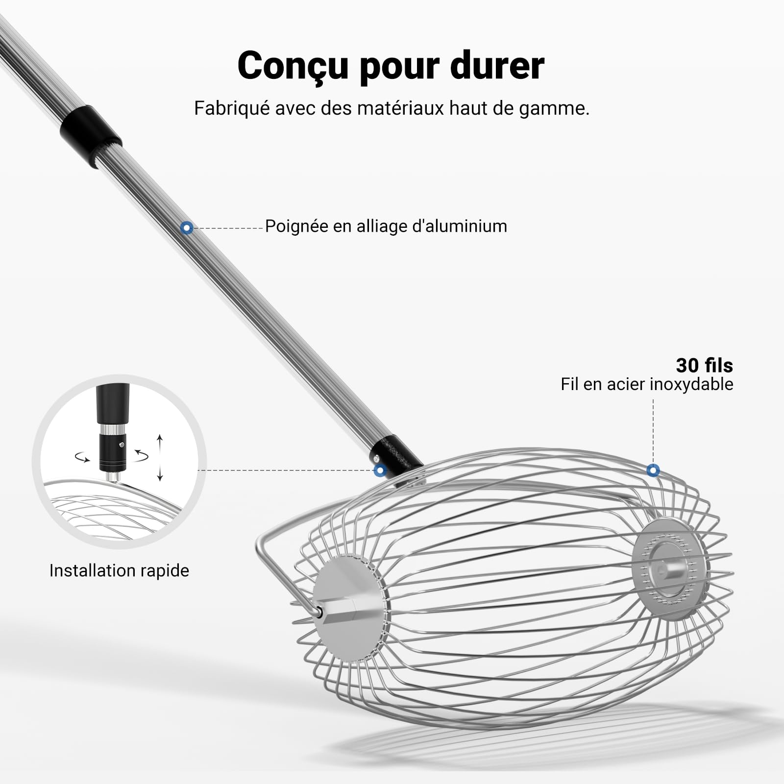 NEEWER BASICS Ramasseur de Balle de Tennis à Trémie Supérieure TB04S 70-138cm Télescopique pour 20 Balles