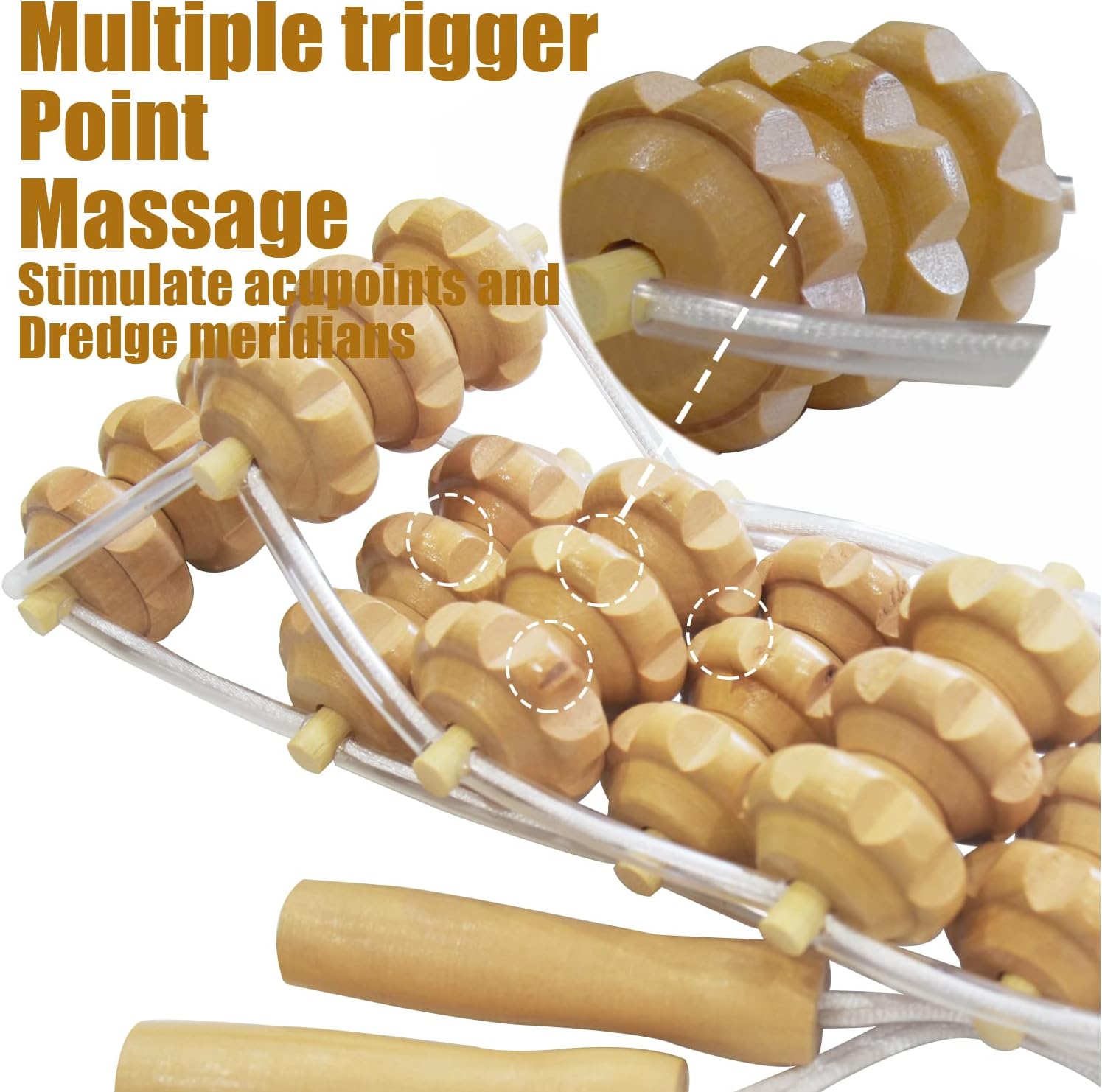 Wood Therapy Massage Tools, Back Massage Rollers Rope, Deep Tissue Wooden Lymphatic Drainage Massager for Body Shaping and Muscle Pain Relief : Health & Household