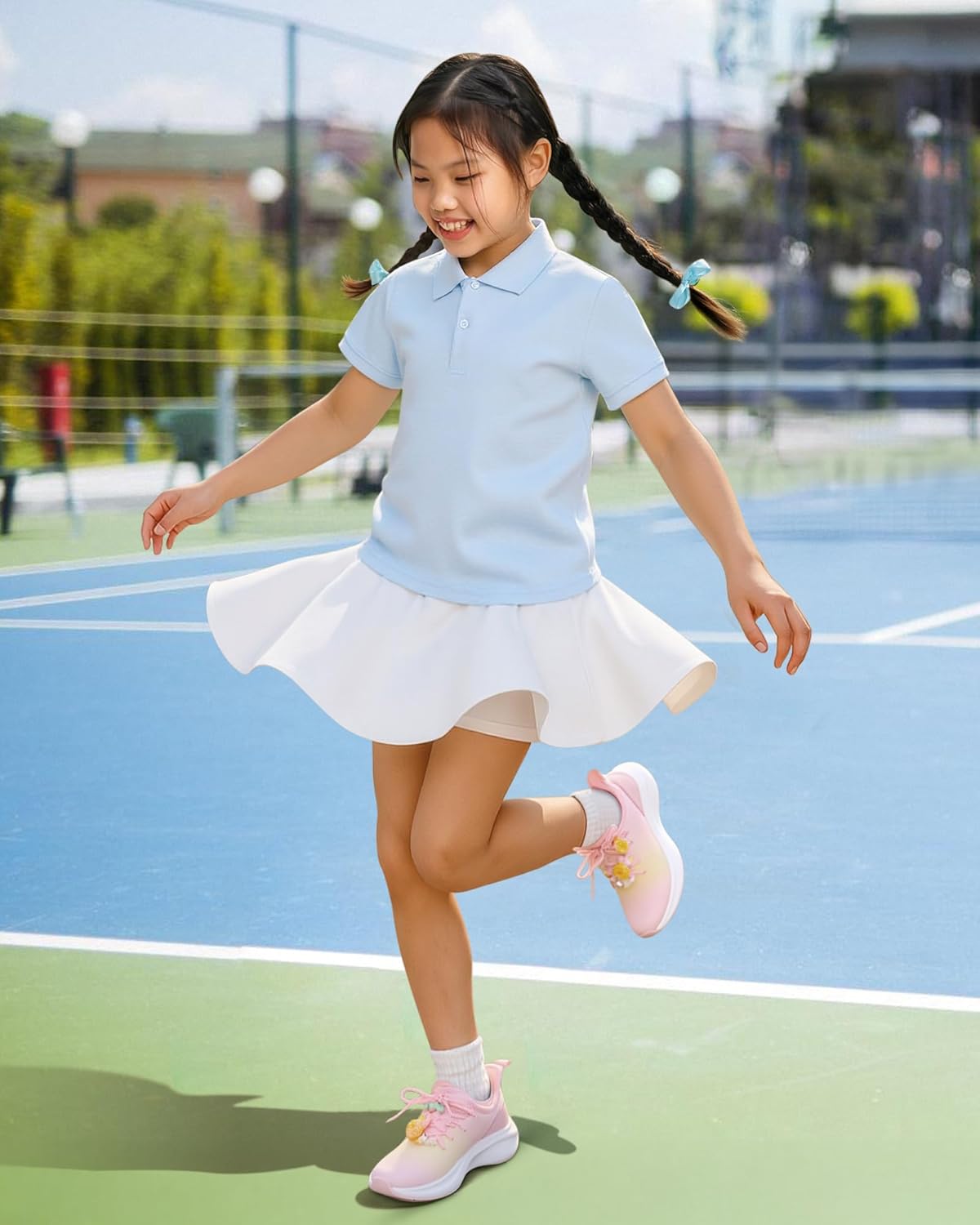 Stelle Girls Skirt Casual Flare Plain Pleated Stretch Waist Skater Skirts Uniform Skorts with Built in Shorts 4-15 Years - Image 6