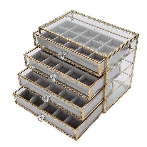 Caja de almacenamiento decorativa para joyas de uñas, 60 compartimentos, caja de joyería de 4 capas, adecuada para pendientes de uñas falsas