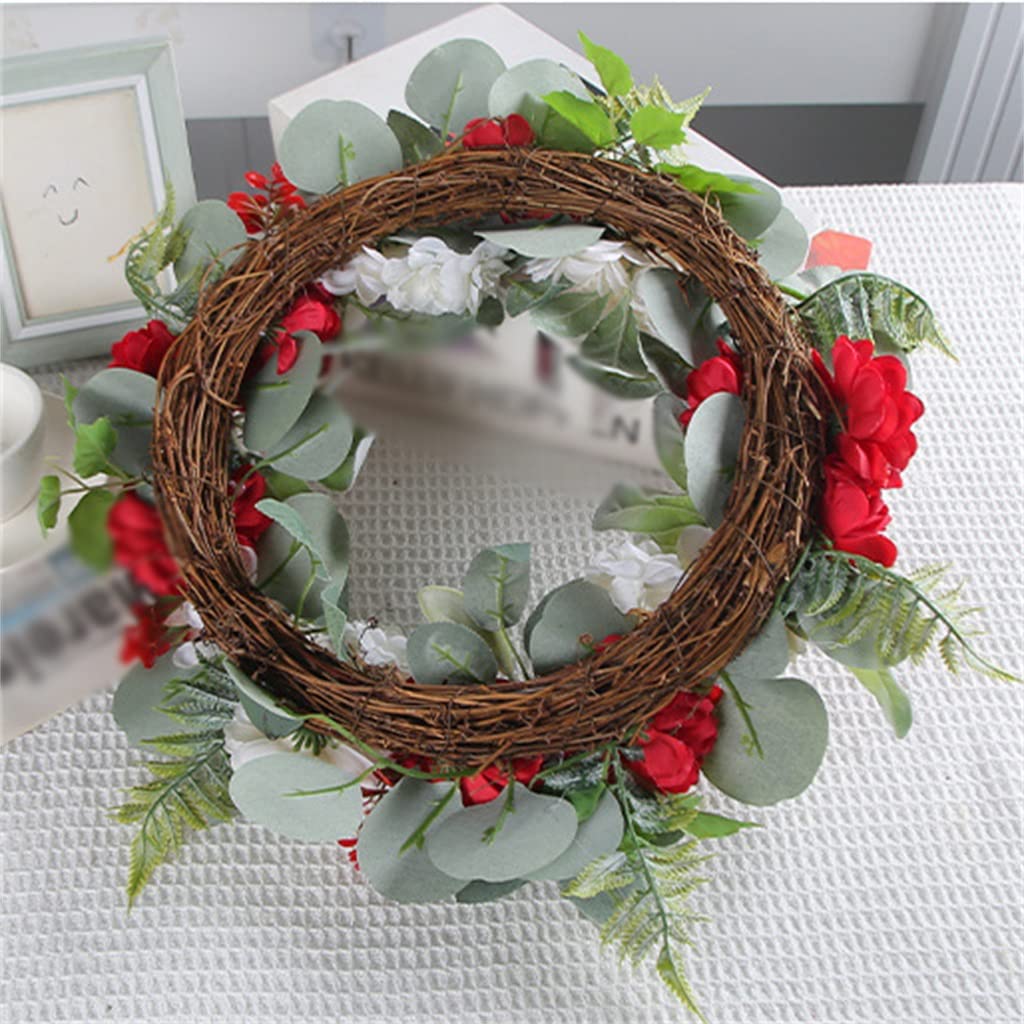 Ghirlanda Patriottica 50 Cm Per Porta, Fiori Rossi Bianchi Blu Con Orecchie Di Agnello E Fiocco Di Iuta, Decorazione Rustica Per Interni/Esterni, Festa Dell'Indipendenza
