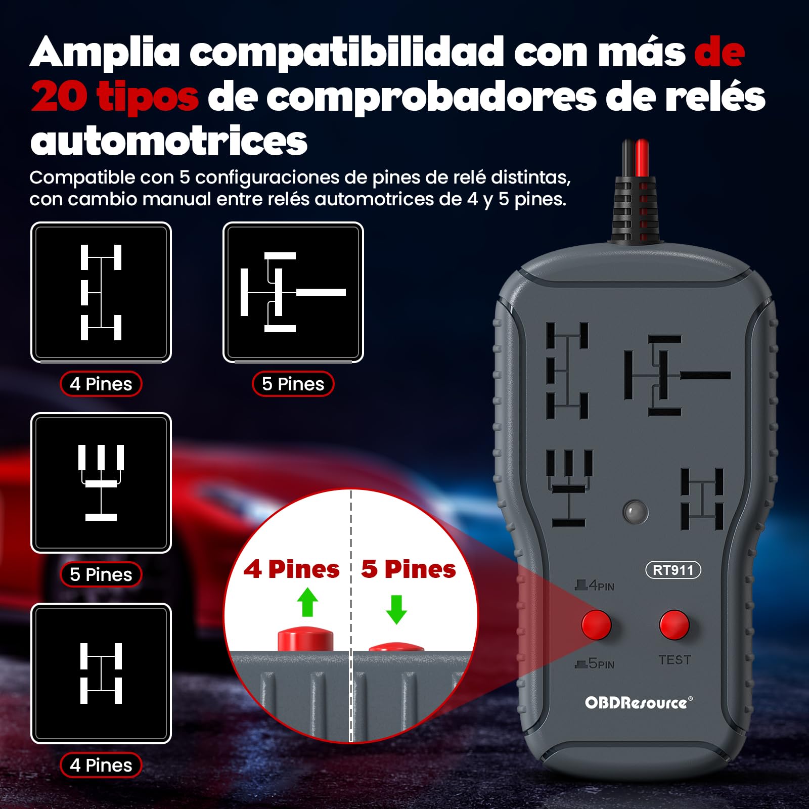 Testeur de relais, 12 V/24 V, outil de diagnostic de relais de voiture, testeur de relais, réparation automatique, outil de diagnostic de relais de voiture