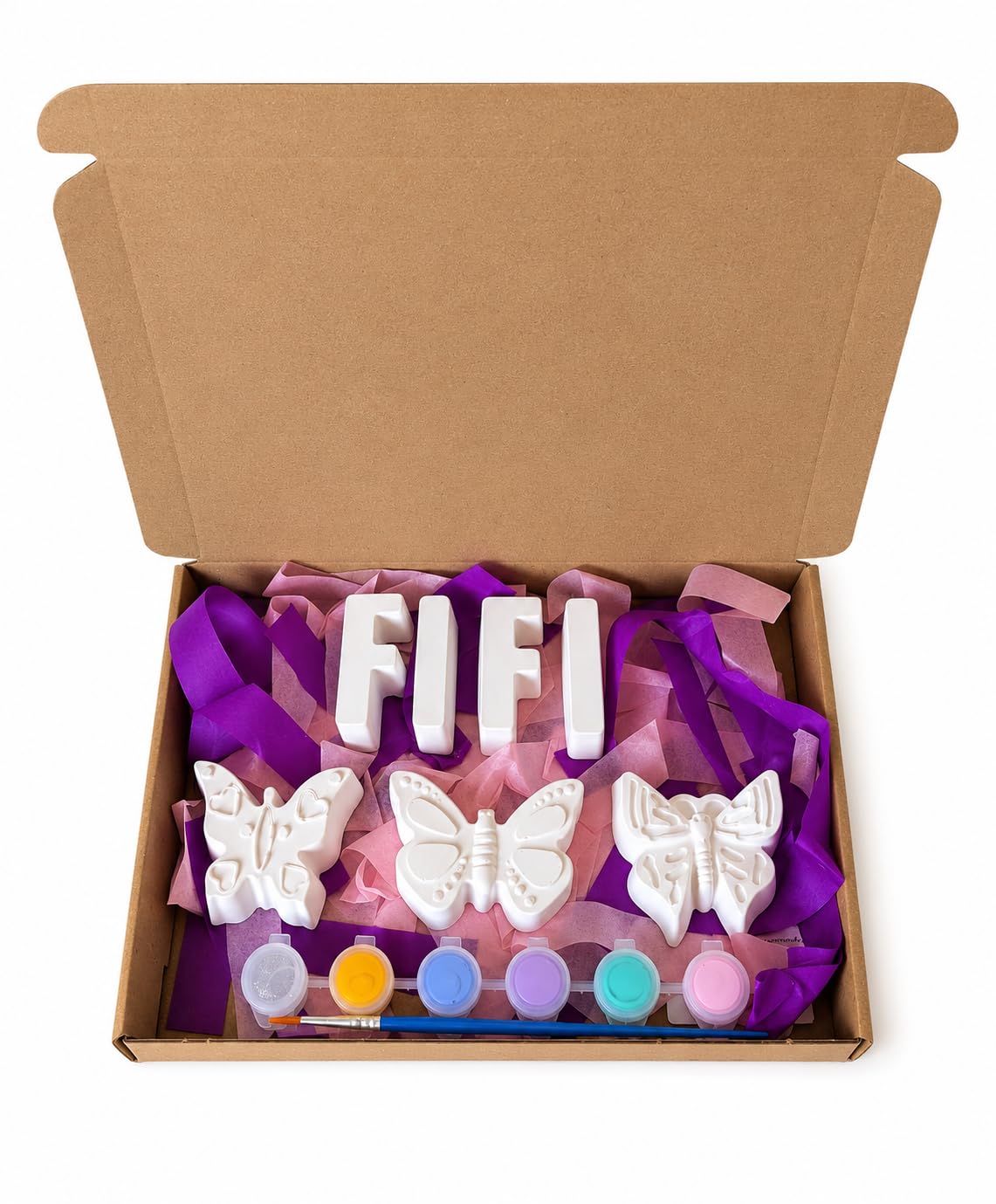 Personalised Butterfly Craft Box: Paint Your Own Name Kit, Kid's Birthday Party Gift, Gifts for Children