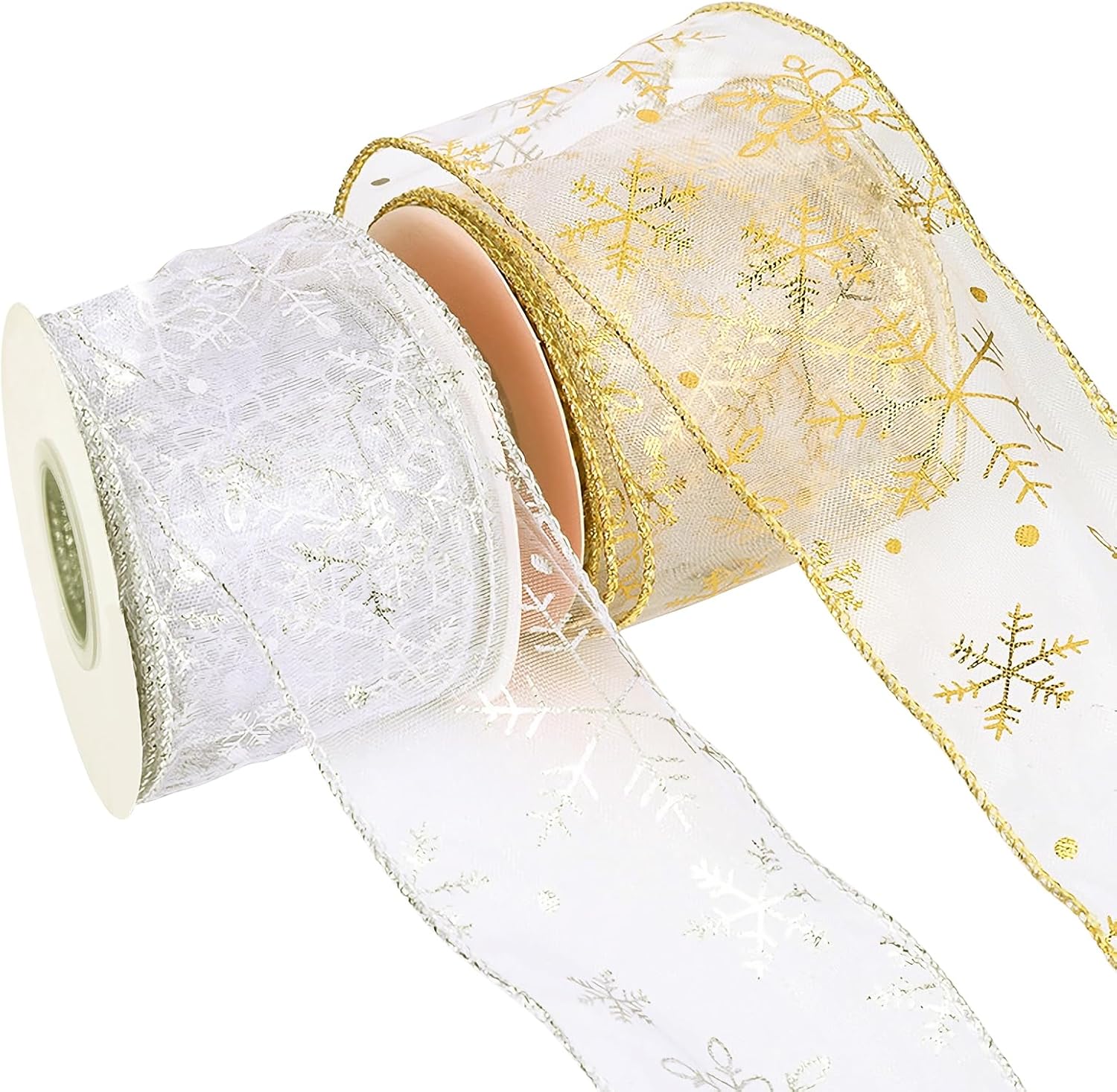 Amazon.co.jp 【BEAUTY PLAYER】リボン クリスマス 5cm ギフト ゴールド＋シルバー ラッピング リボン サテン