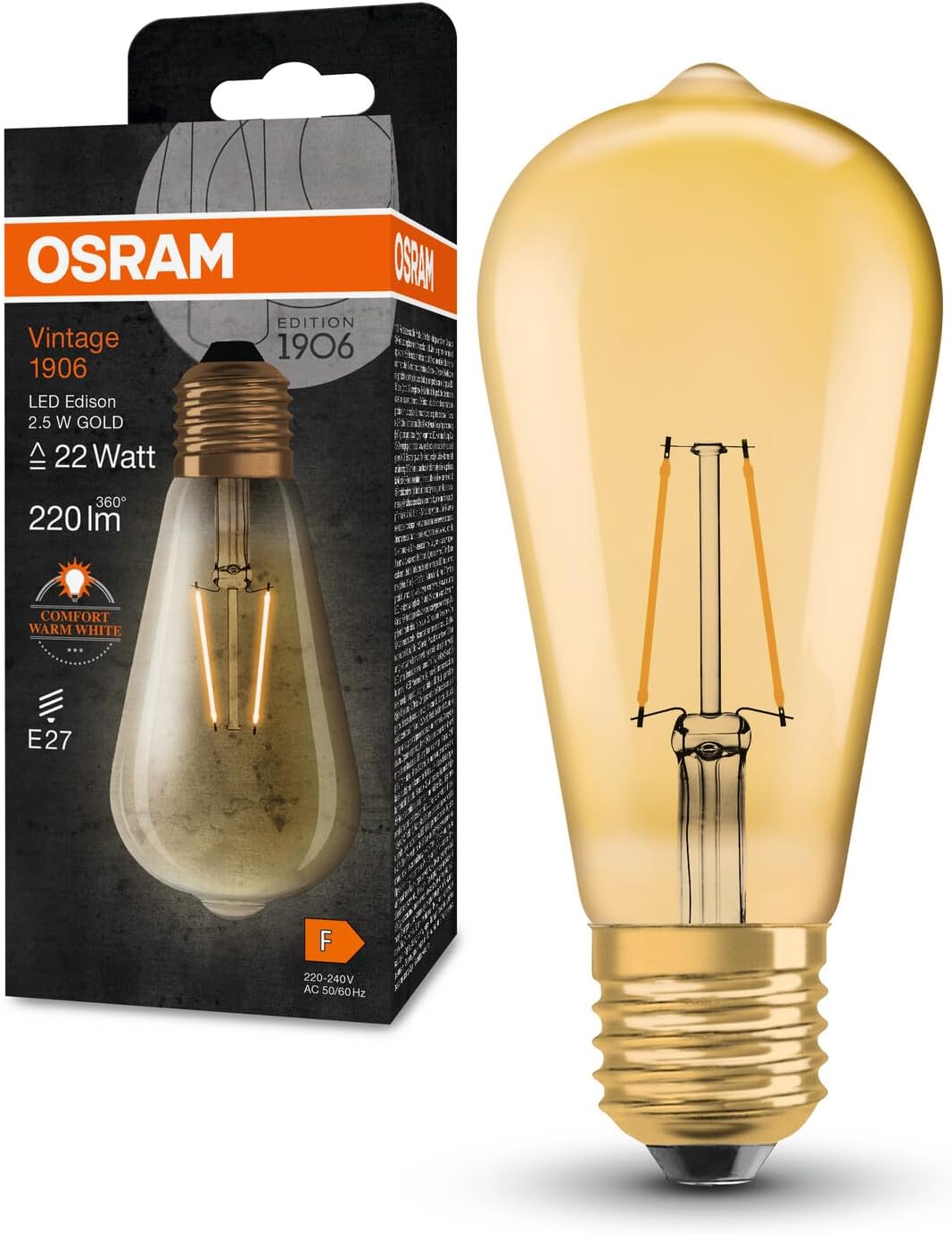 Ampoule Edison Incandescence E27 40W 220V Rétro Style - Maison