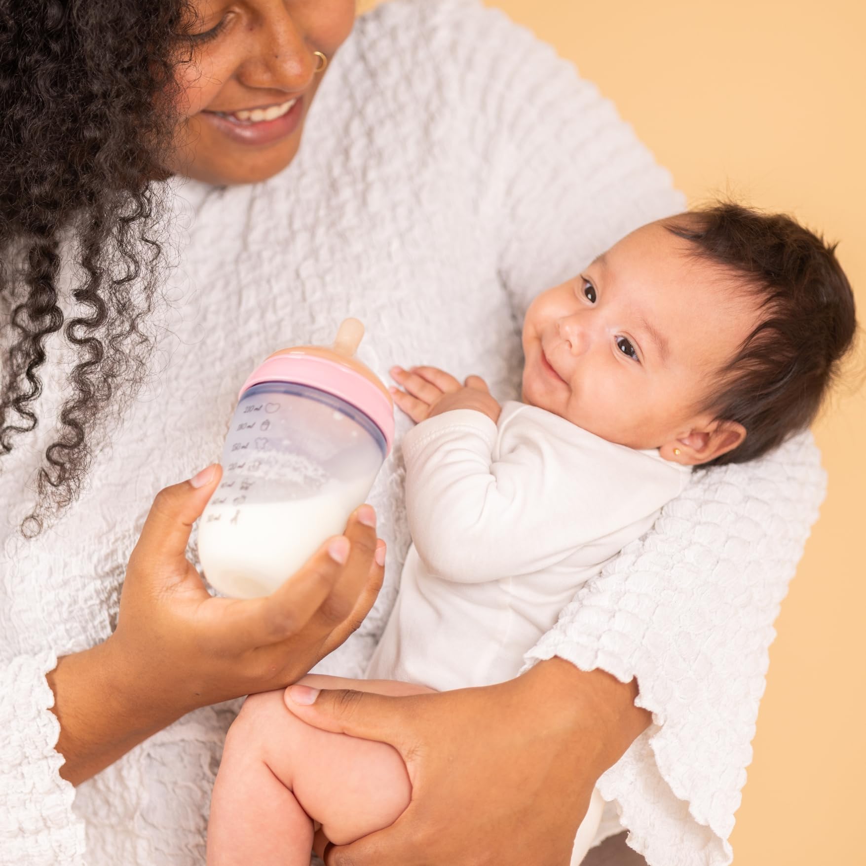 Happymami, Set aus 4 personalisierbaren Babyflaschen, Sauger aus Lebensmittelecht, doppeltes Anti-Kolik-System, spülmaschinen- und flaschenwärmergeeignet (Türkis 150 ml)