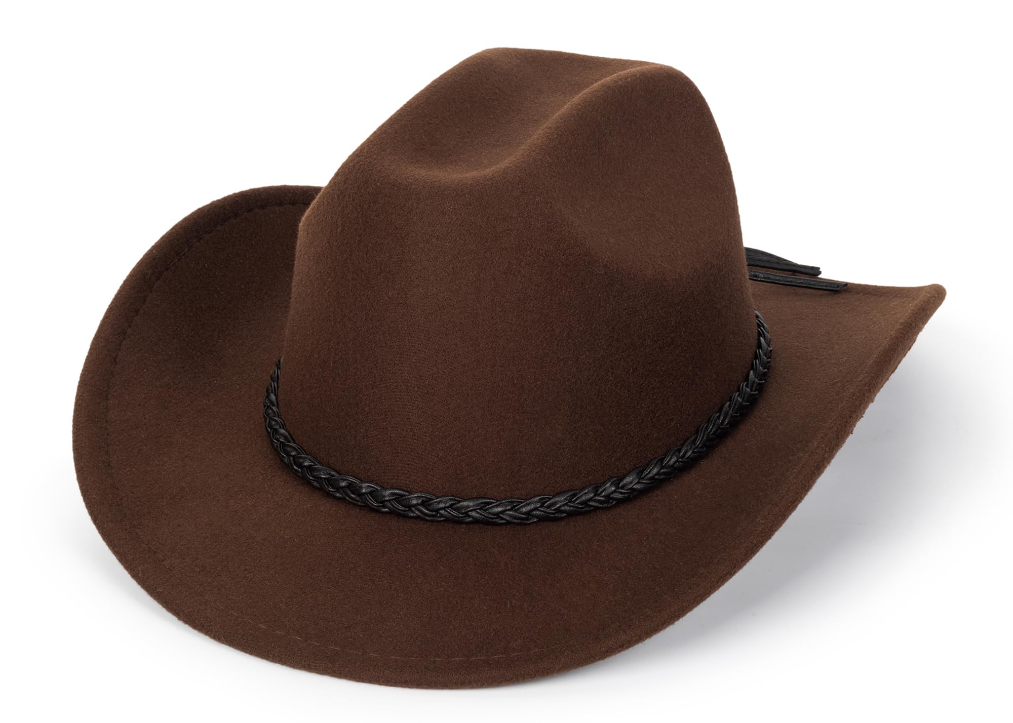 XuoAzWestern Cowboy Hat for Men Women Classic Roll Up Fedora Hat with Buckle Belt(Size:S-M)