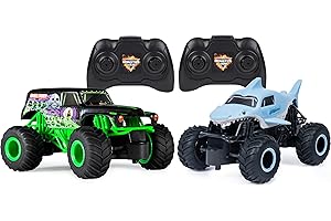 Official Grave Digger vs Megalodon Racing Rivals Remote Control Monster Trucks