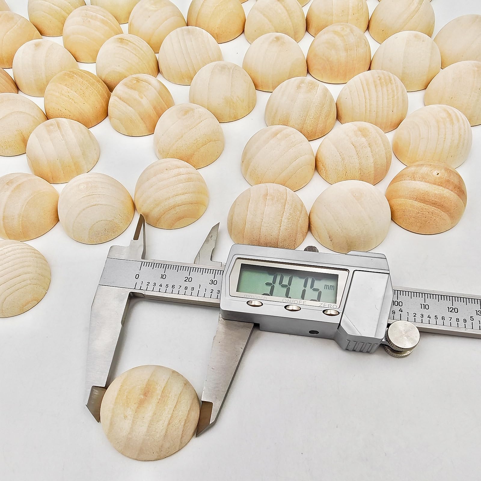 50 Pezzi Mezze Sfere Legno 35mm Naturale Non Trattato - Palline Legno Spaccate per Fai da Te Artigianato e Decorazioni