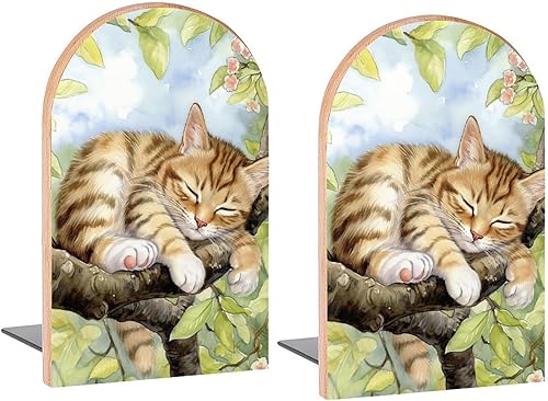 Sujetalibros decorativos de madera para estantes, habitación de los niños, escritorio, oficina en casa, libros, DVD, 1 par2 piezas (5 x 3.1 pulgadas)