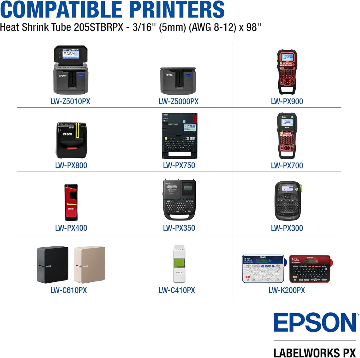 Epson LABELWORKS 205STBRPX Genuine Shrink Tube AWG 8-12 Black on Red Shrink Tube - 3/16" (5MM) Wide, 96" - Image 3