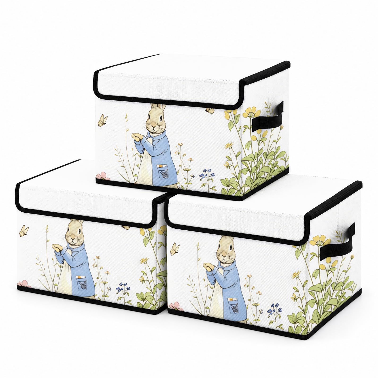 Stackable Clothes Storage Bins with Lids 3 Pack