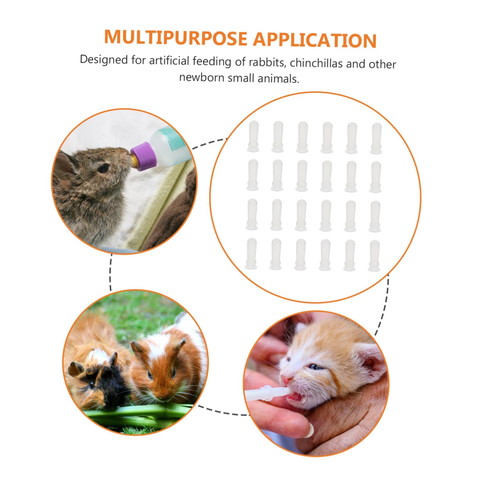 Sosoport 40pcs Pet Bottle Pacifier Silicone Kitten Nipples for Small Animal Feeding