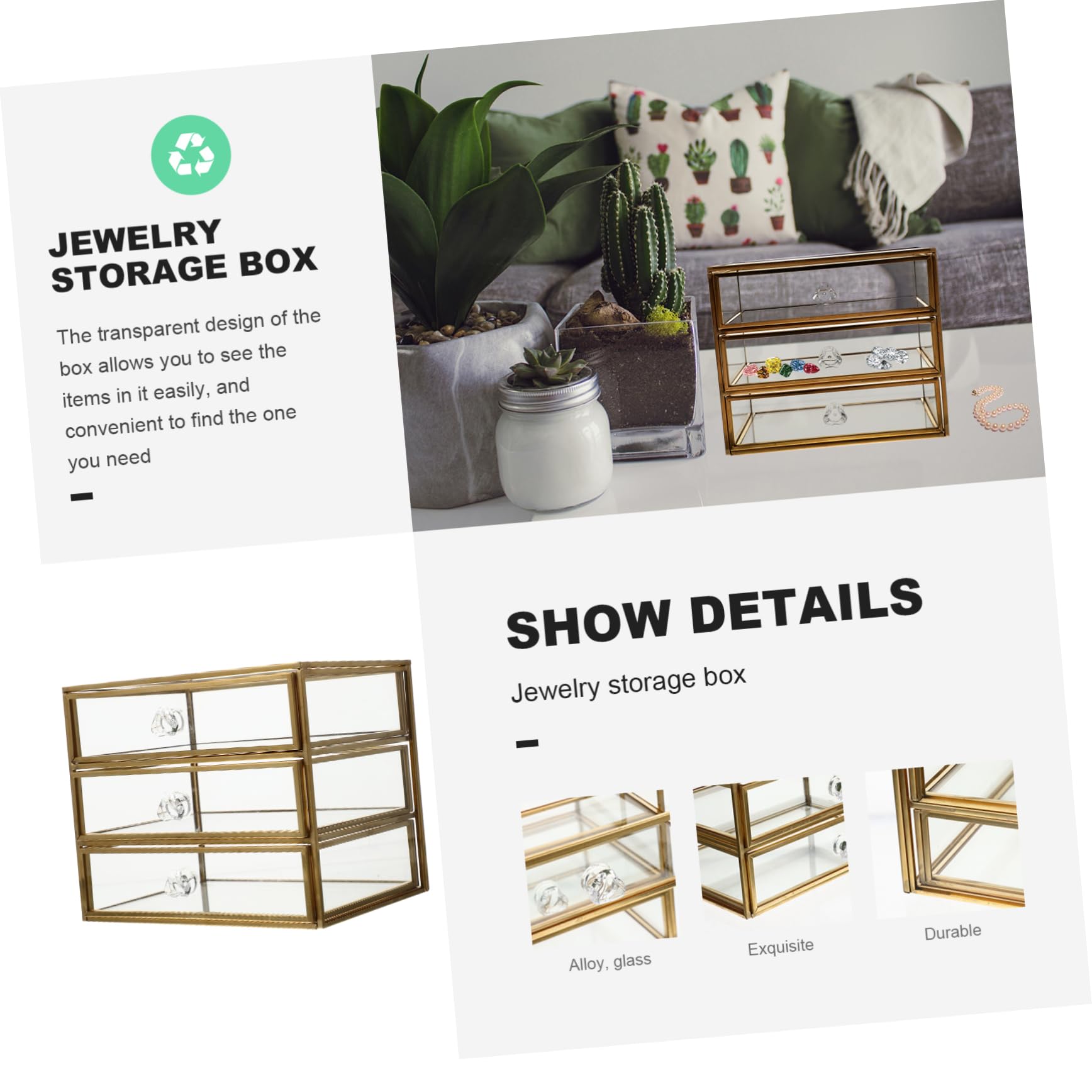Organizer Biurko z Szufladami Przezroczysty Pojemnik Biżuterię i Kosmetyki Wielowarstwowy Elegancki Design Idealny Do Sypialni Lub Biura