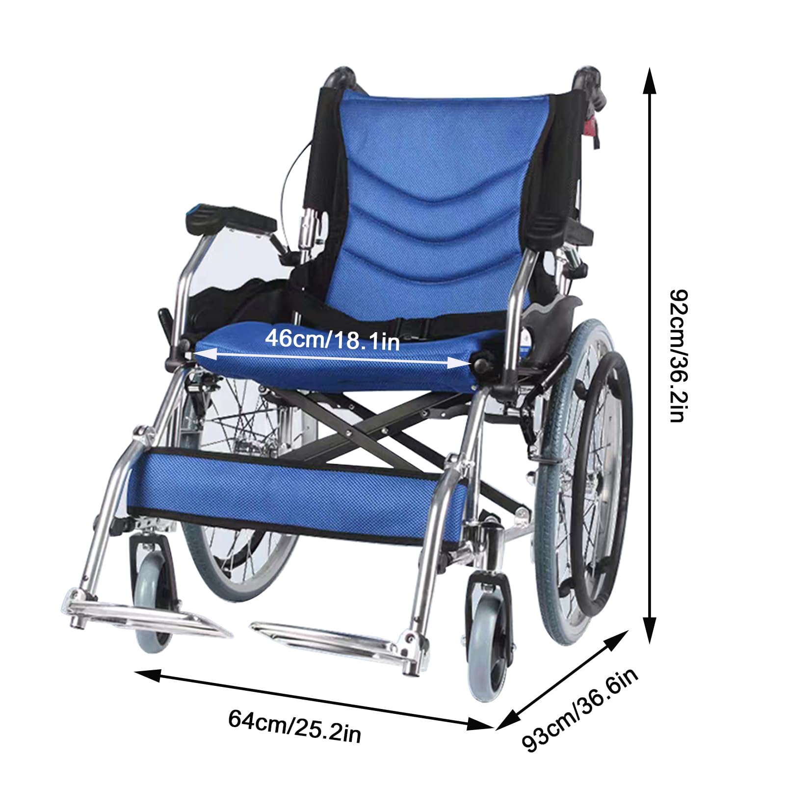 Sillas De Ruedas Silla De Ruedas Plegable Manual, Sillas De Ruedas para Adultos, Silla De Ruedas De Transporte Ultraligera Y Fácil De Usar, Silla De Ruedas Compacta De A,Big Rear Wheel