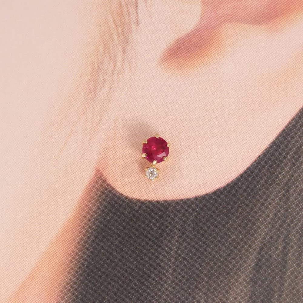 Amazon | K18 ルビー ダイヤモンド ピアス ジュエリーラピネス