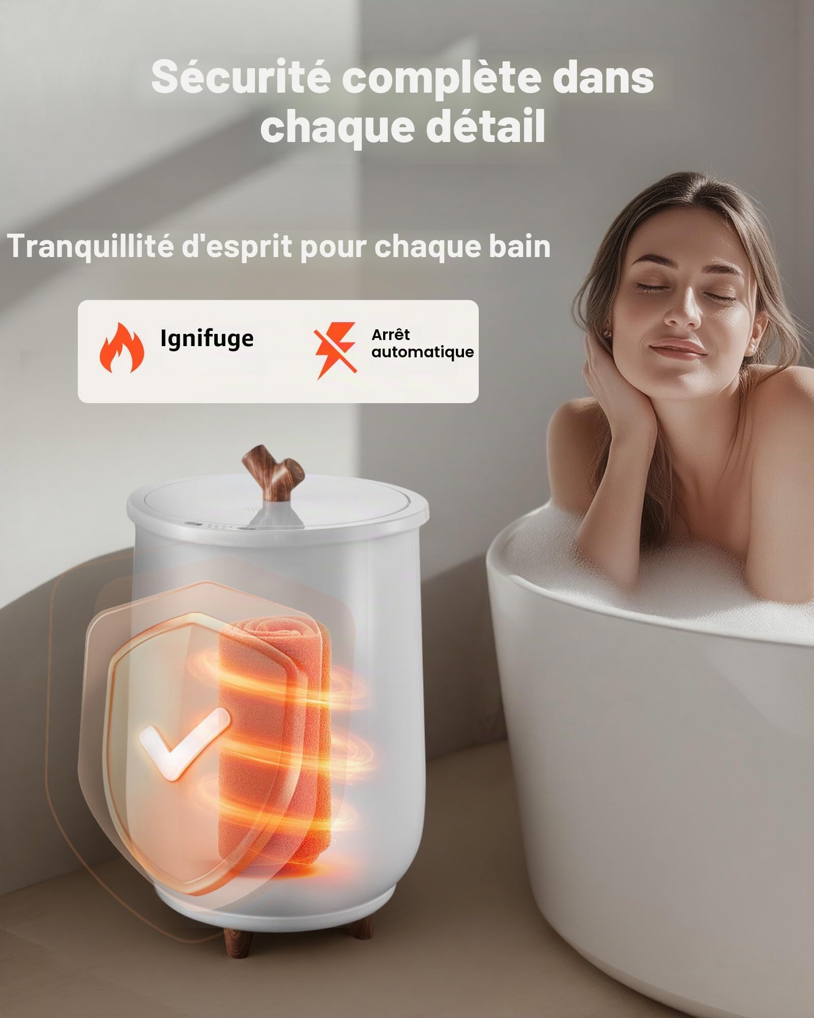 VEVOR Sèche Serviettes 20 L Chauffe Serviettes Portable Durée et Température Réglables Seau Chauffe Serviettes Couvertures Peignoirs Arrêt Automatique pour Soins de Visage Spa Massage Salle de Bain