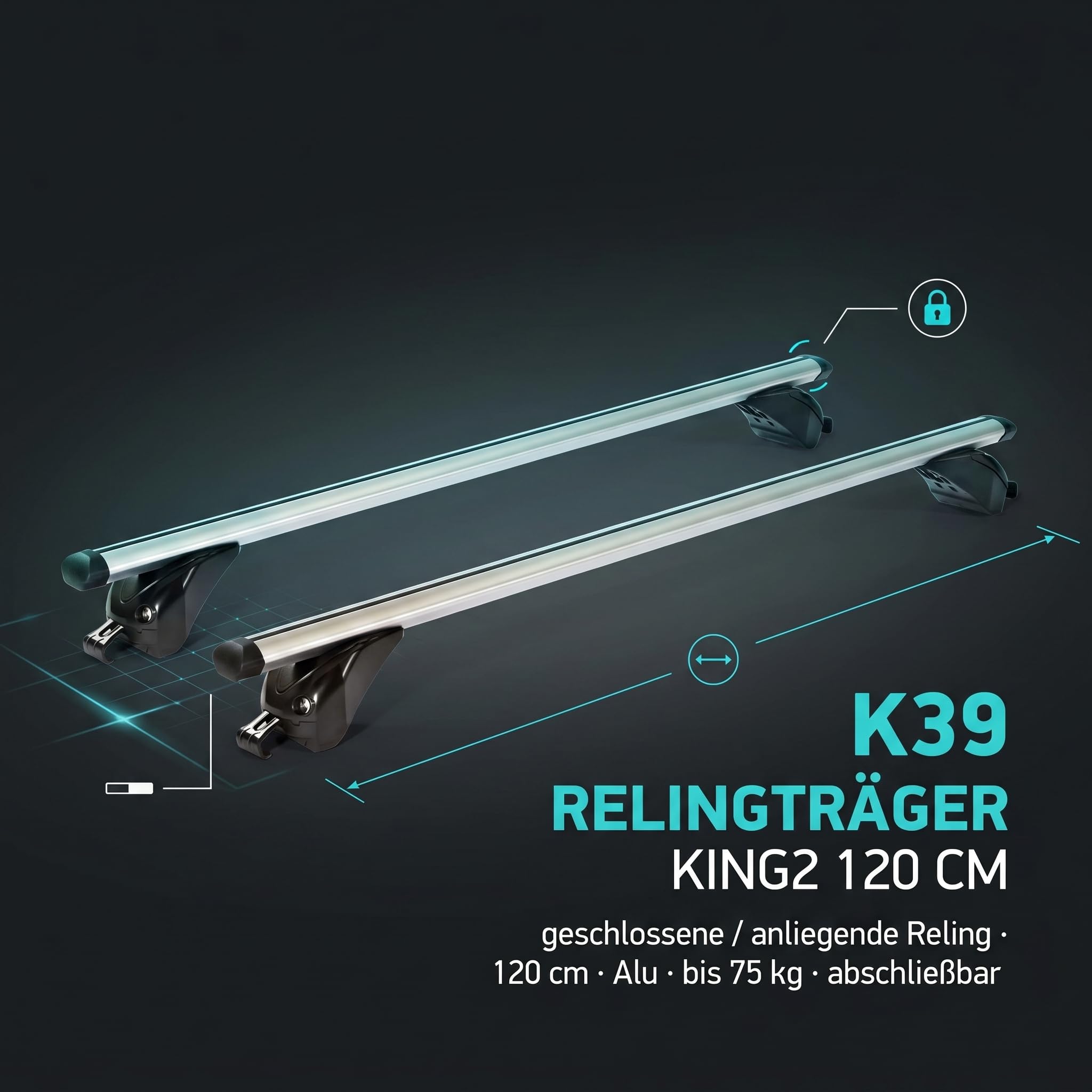 Dachträger/Relingträger VDP KING2 kompatibel mit Jaguar F-Pace (5 Türer) ab 16