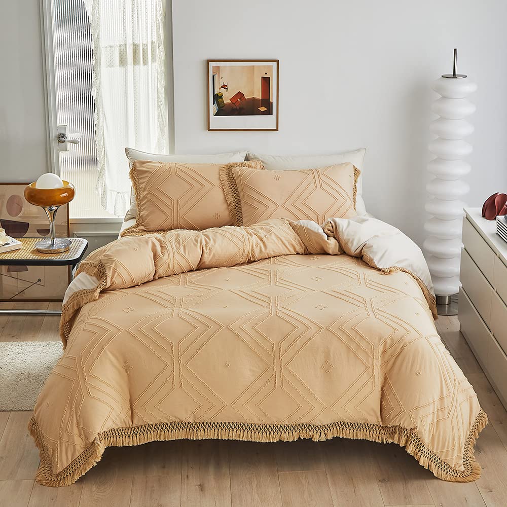 Housse de couette 230x260 cm jaune rayé tridimensionnel moderne avec 2 taies d'oreiller
