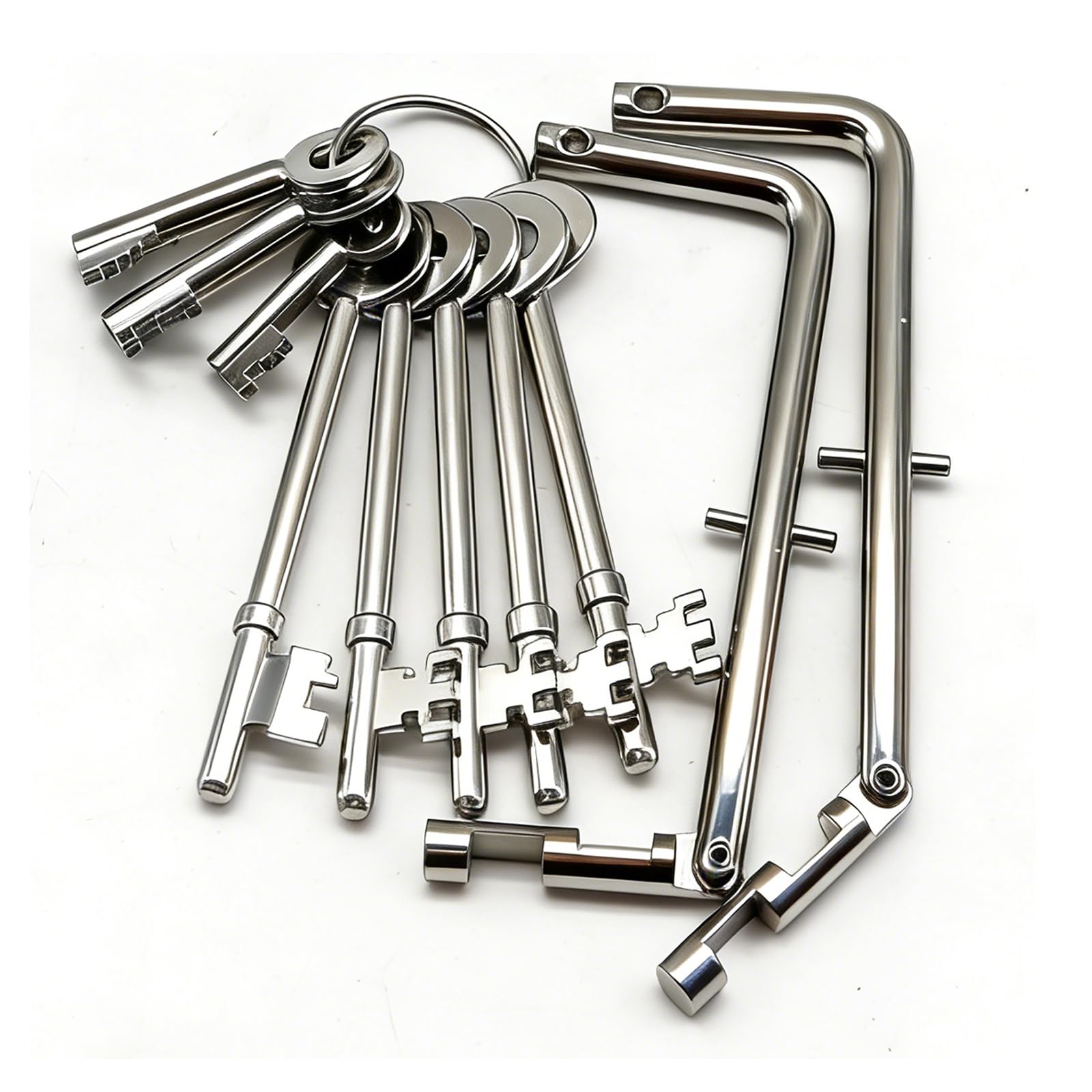 Fire Brigade Keys Full Set 10Pcs with FB1 FB2 FB4 FB11 FB14, Universal Fire Door & Firemans Drop Key for Emergency Access, Maintenance Panels, Communal Doors