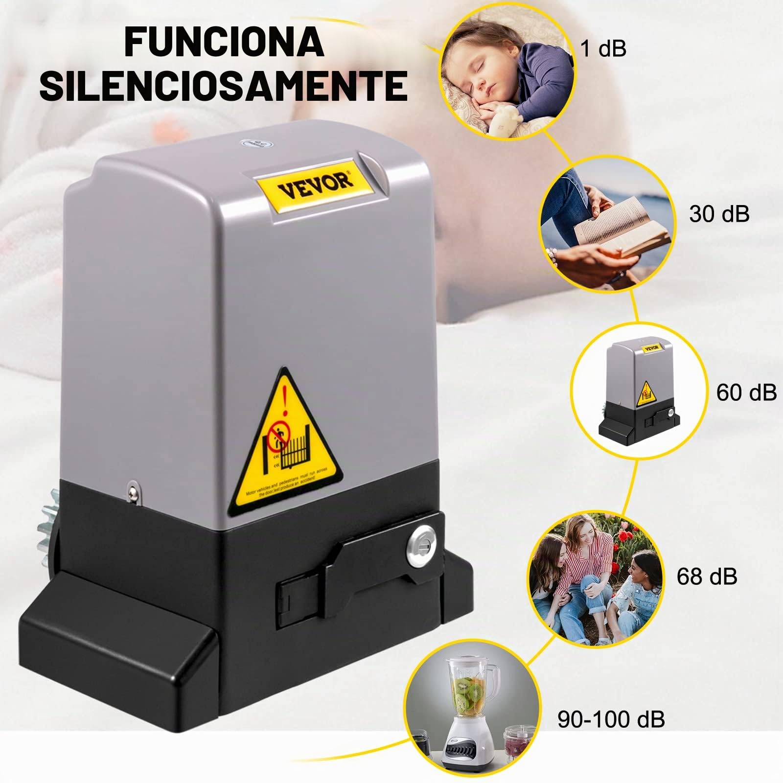 VEVOR Abridor de Puerta Corredera 1800 kg Abridor de Puerta Automático 7 m con 4 Mandos a Distancia y Control de APP para Entrada Rodante Kit de Sistema de Seguridad para Operador de Puerta
