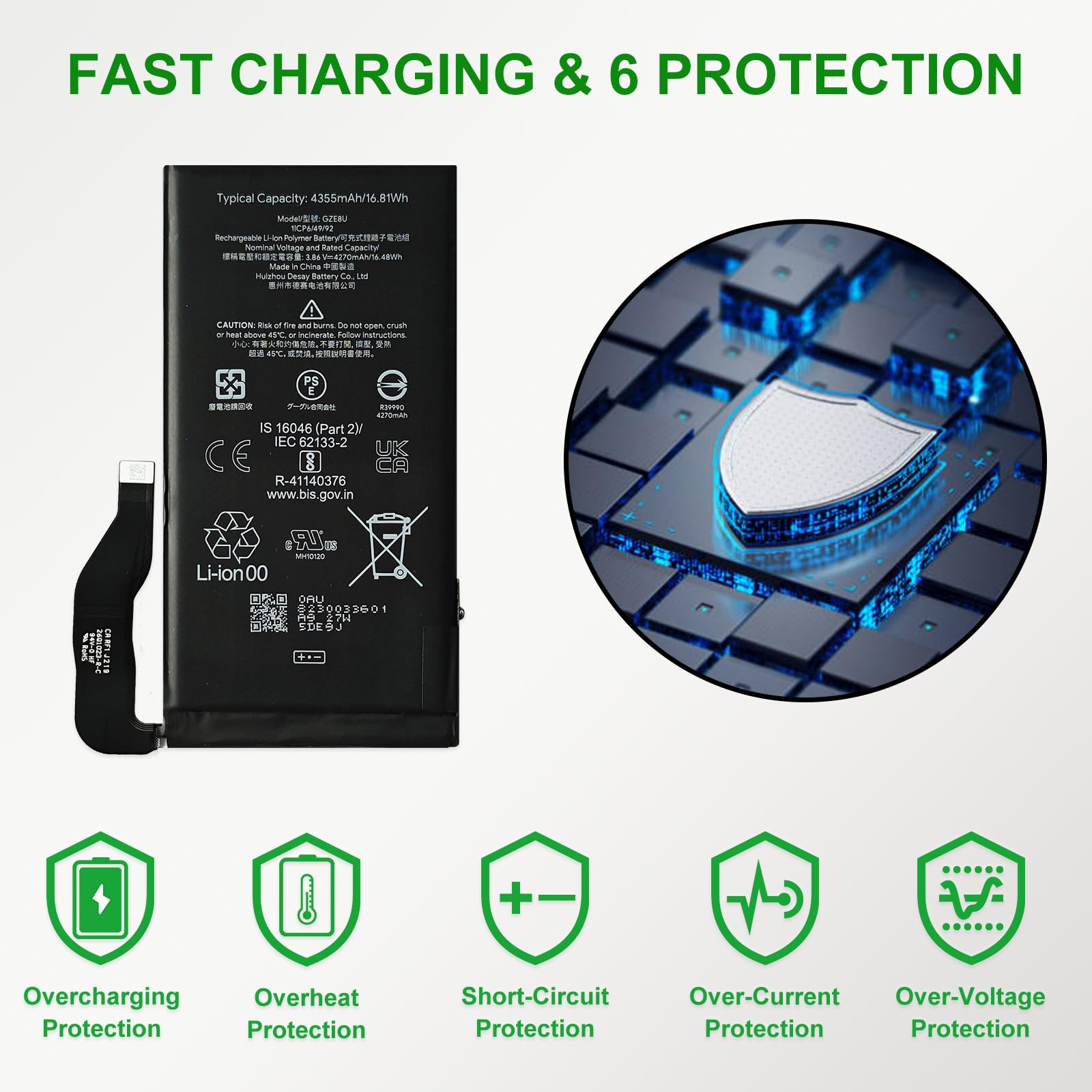 GREEN FUSION New Upgraded Replacement Battery Compatible with Pixel 7, with Instruction & Repair Toolkit