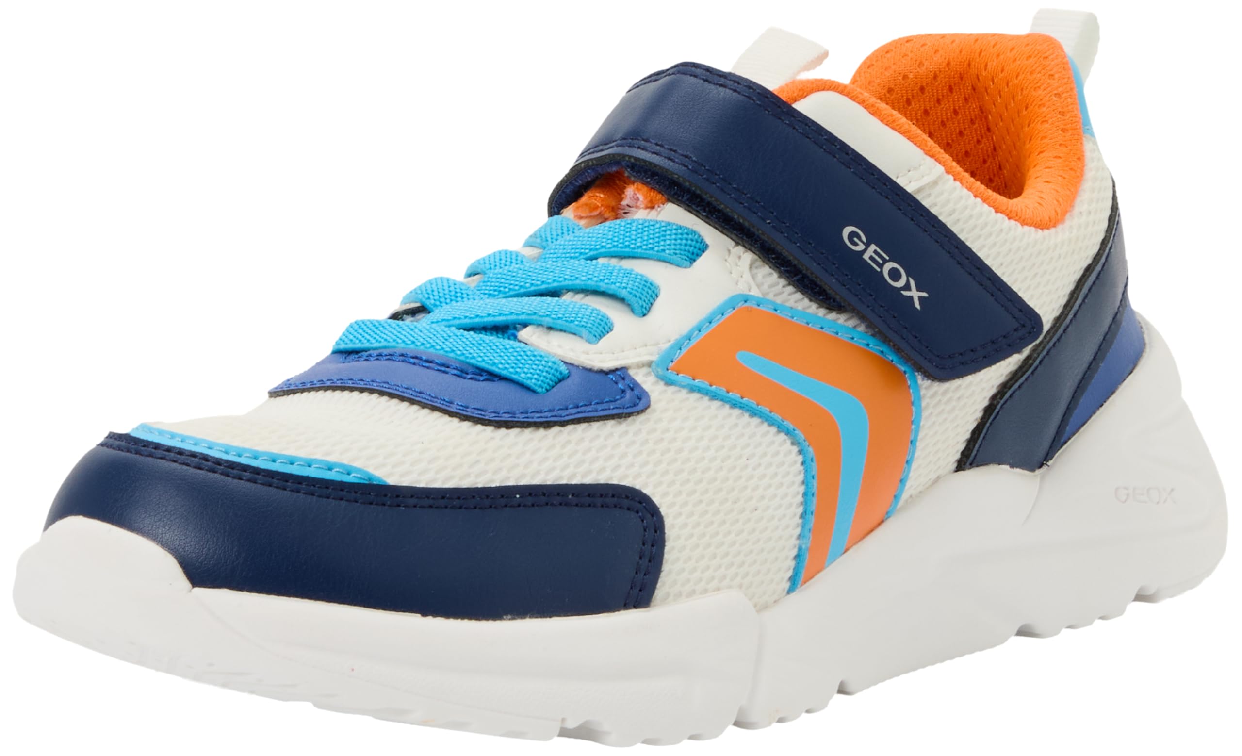 Geox J Loftus Boy B Trainers, White/Azure, 29 EU