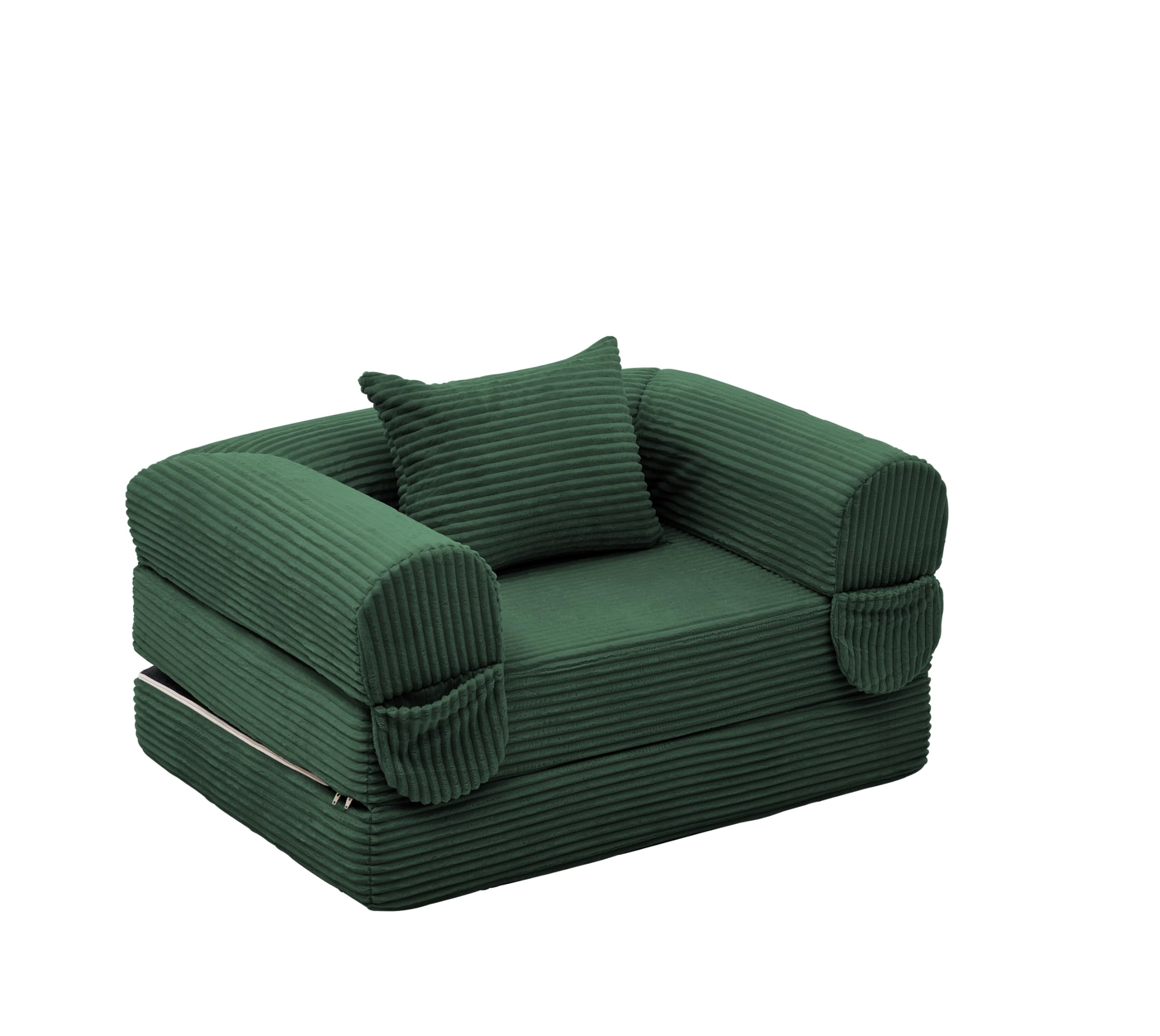 Anself Cosmo 2-in-1 Poltrona Letto Singola in Cord, con Cuscino