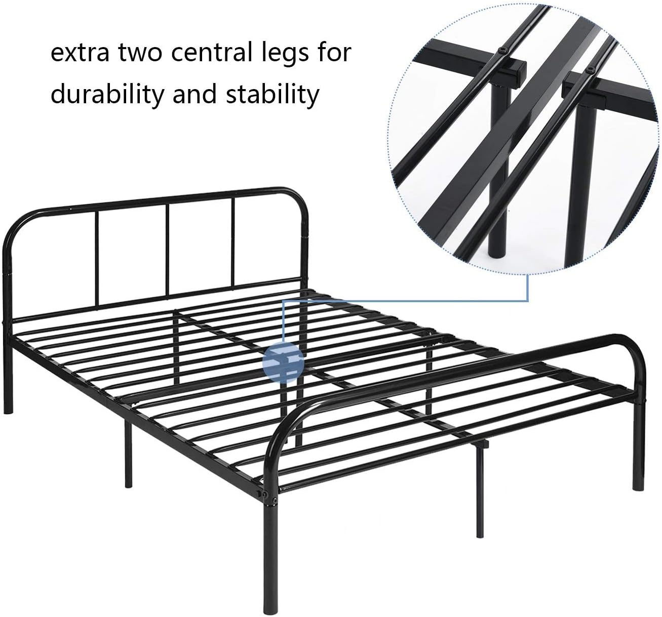 GreenForest Queen Size Bed Frame Metal Mattress Foundation No Box Spring Needed