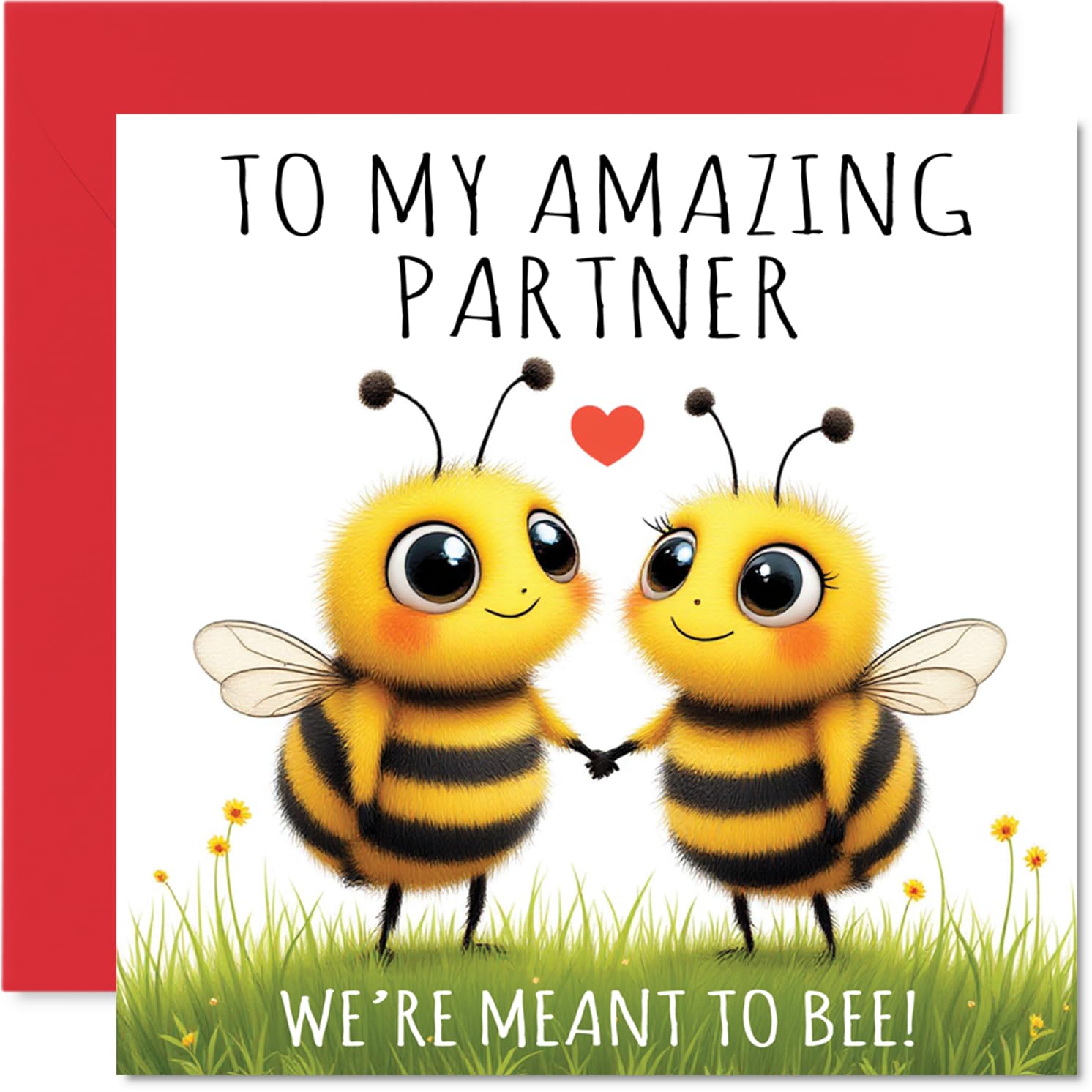 Partner Anniversary Card - Meant to Bee - Happy Anniversary Card for Partner from Boyfriend Girlfriend, 145mm Wedding Anniversaries Greeting Cards