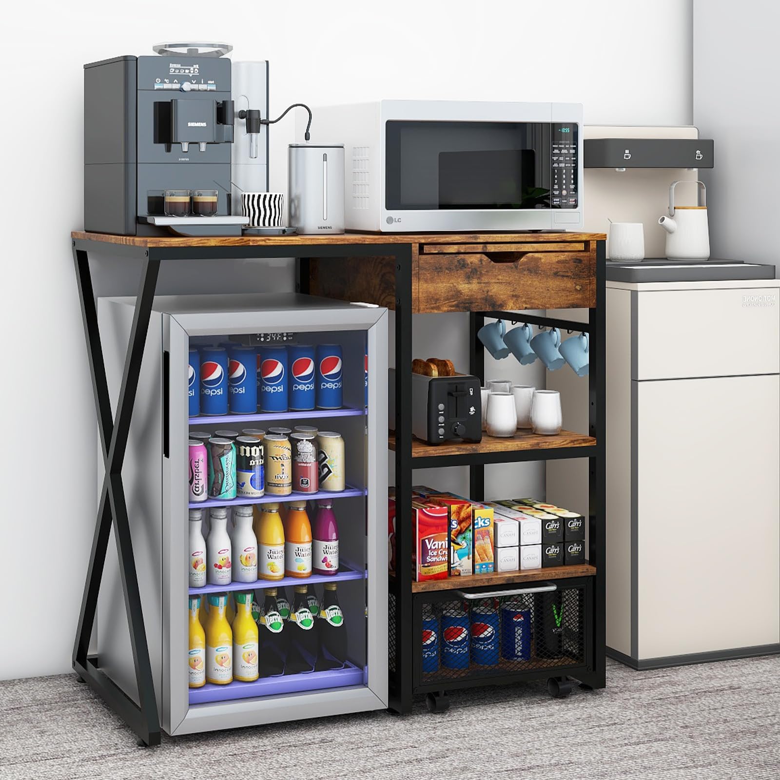 PUNCIA Kühlschrankständer Untergestell Sockel für Kühlschrank Büro Retro
