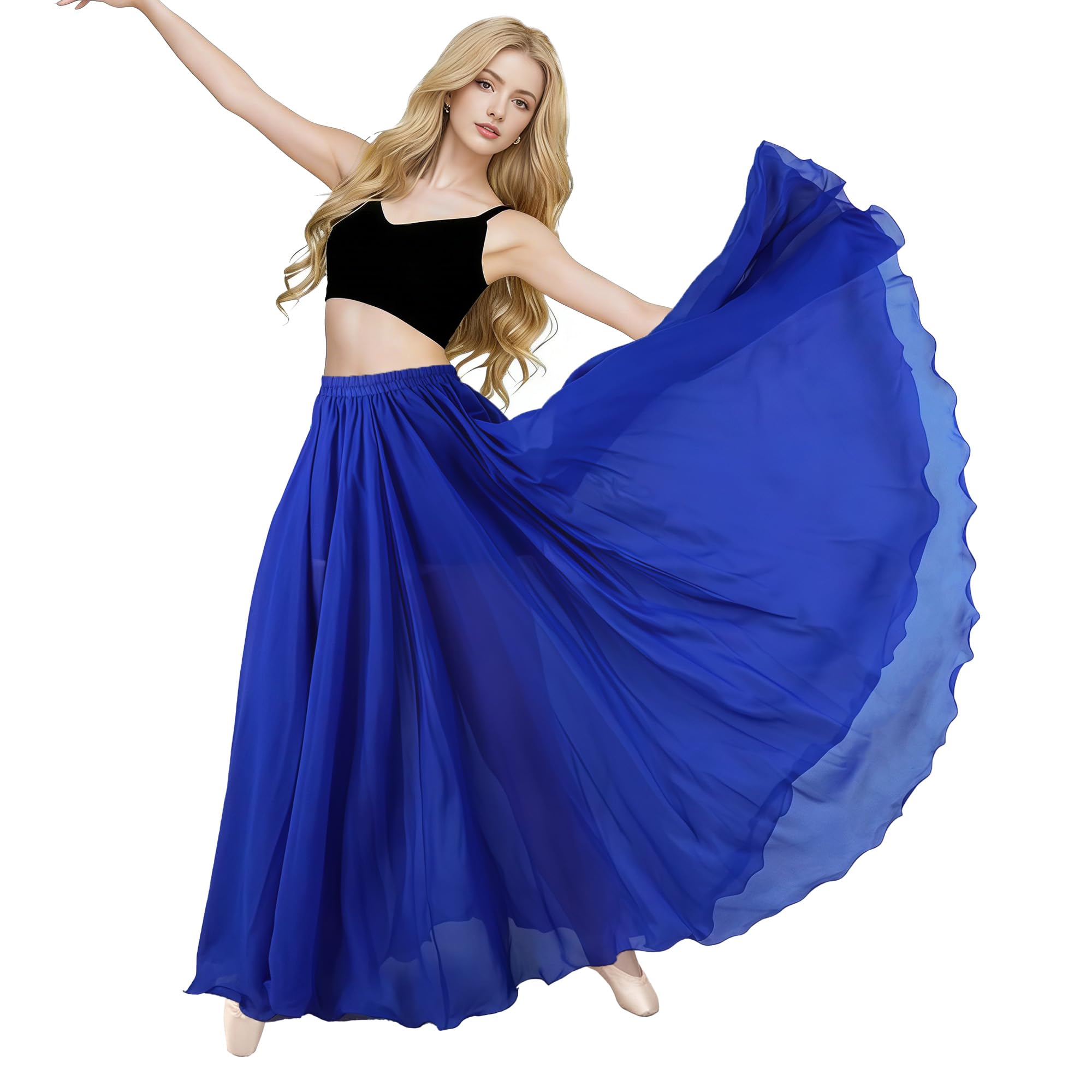 Gonna per danza del ventre, da donna, per danza del ventre, in chiffon, per feste