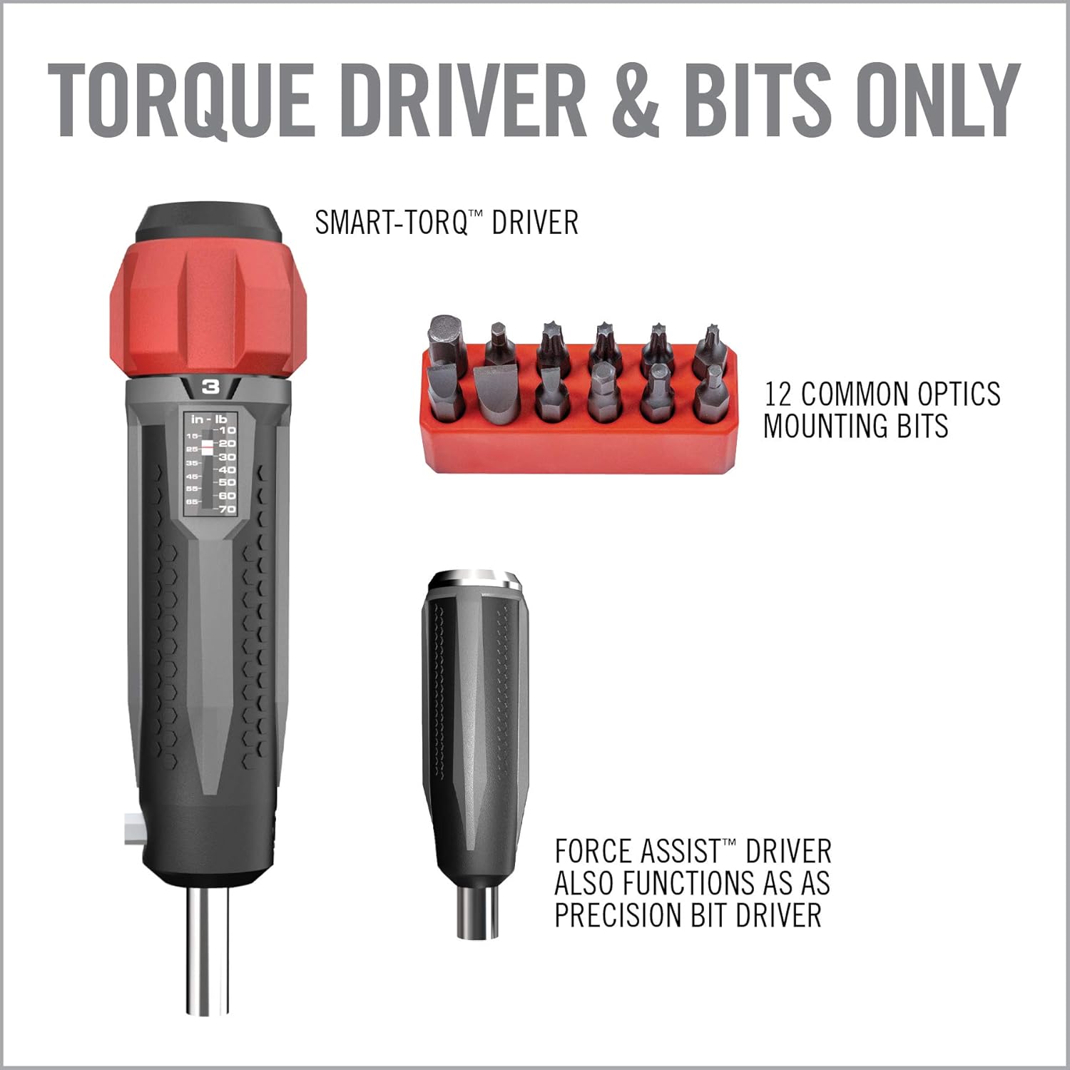 Real Avid Gunsmithing Torque Wrench Kit | All in One Torq Driver Tool with Screwdriver Bit Set & Accurate 1 Inch/Pound Setting for Precision Scope Mounting. Driver & BITS ONLY : Sports & Outdoors