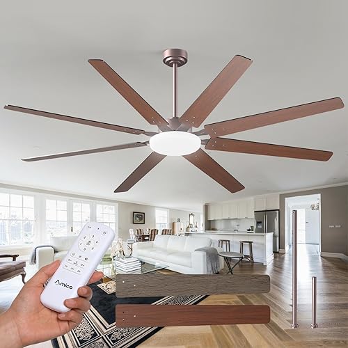 Miniatura 17 de Ventiladores de techo de 72 pulgadas con luces, ventilador de techo grande con luz y control remoto, regulable, 3CCT, silencioso, ventilador de