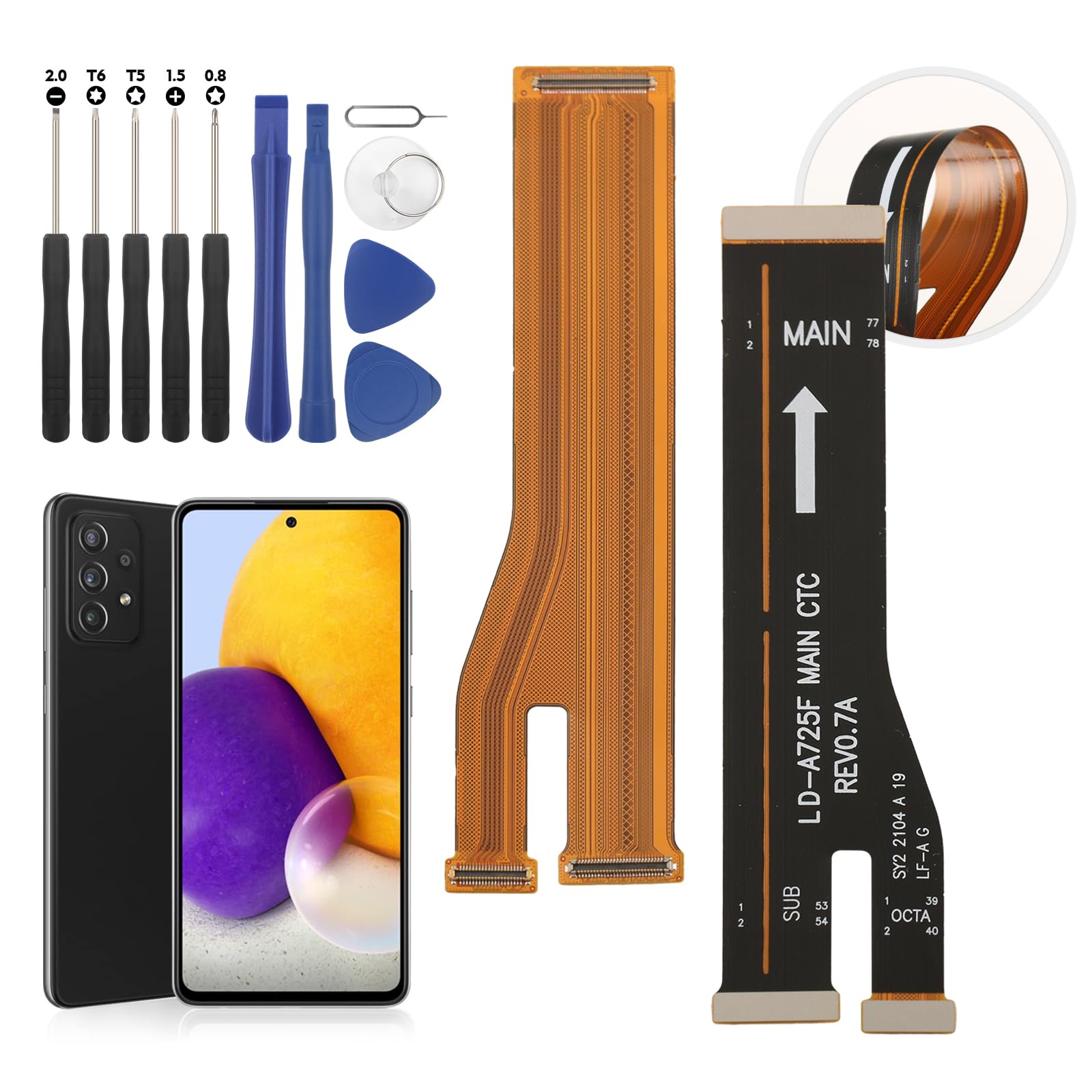 Cable Flex de Pantalla LCD para SamSung Galaxy A72 4G A725F/ A72 5G A726F Conector Retro Toque Display para Conectar a la Placa Base