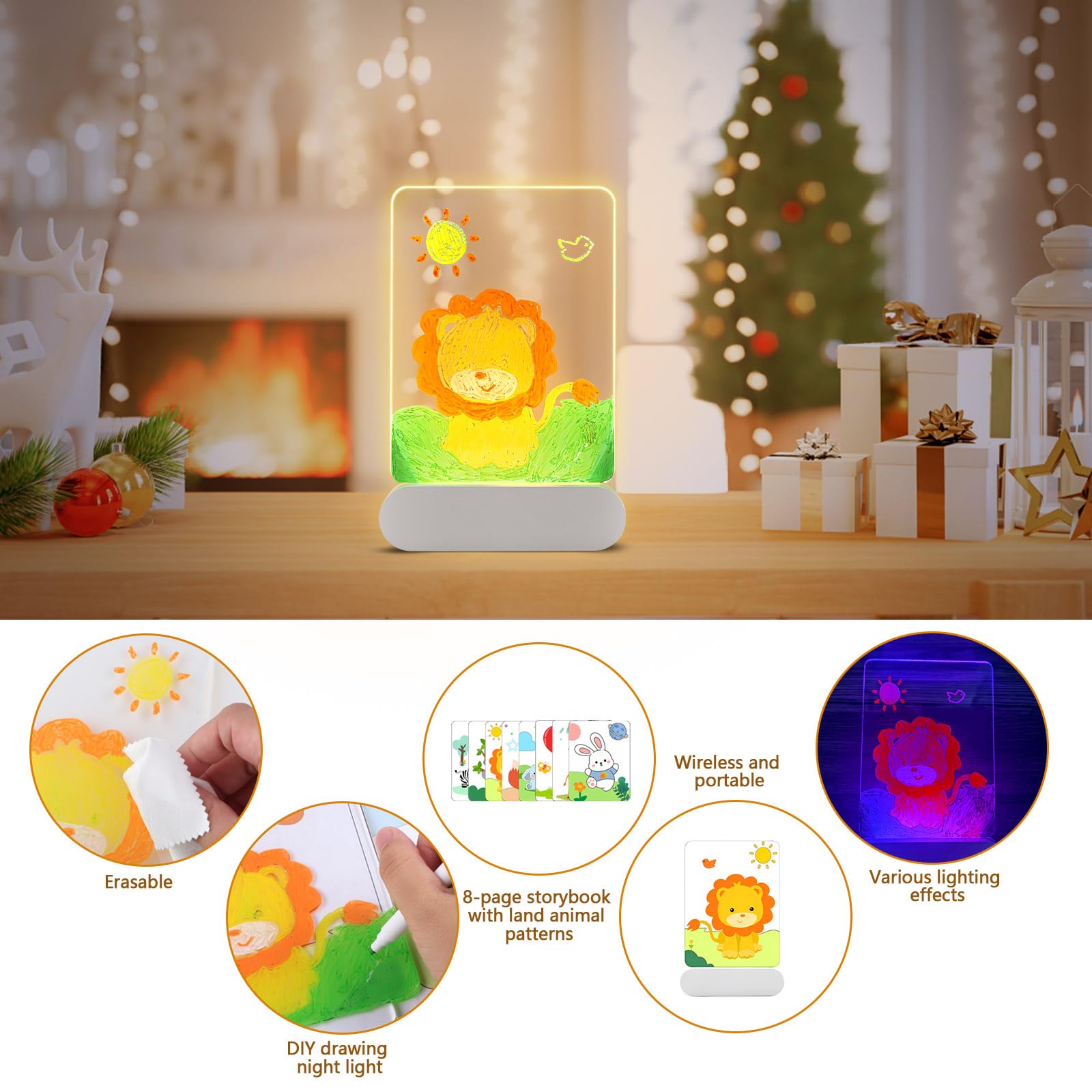 Tableau Lumineux LED 20x15cm Avec Stylos Couleur - Tableau Magique Effaçable, Idéal Comme Cadeau Enfant