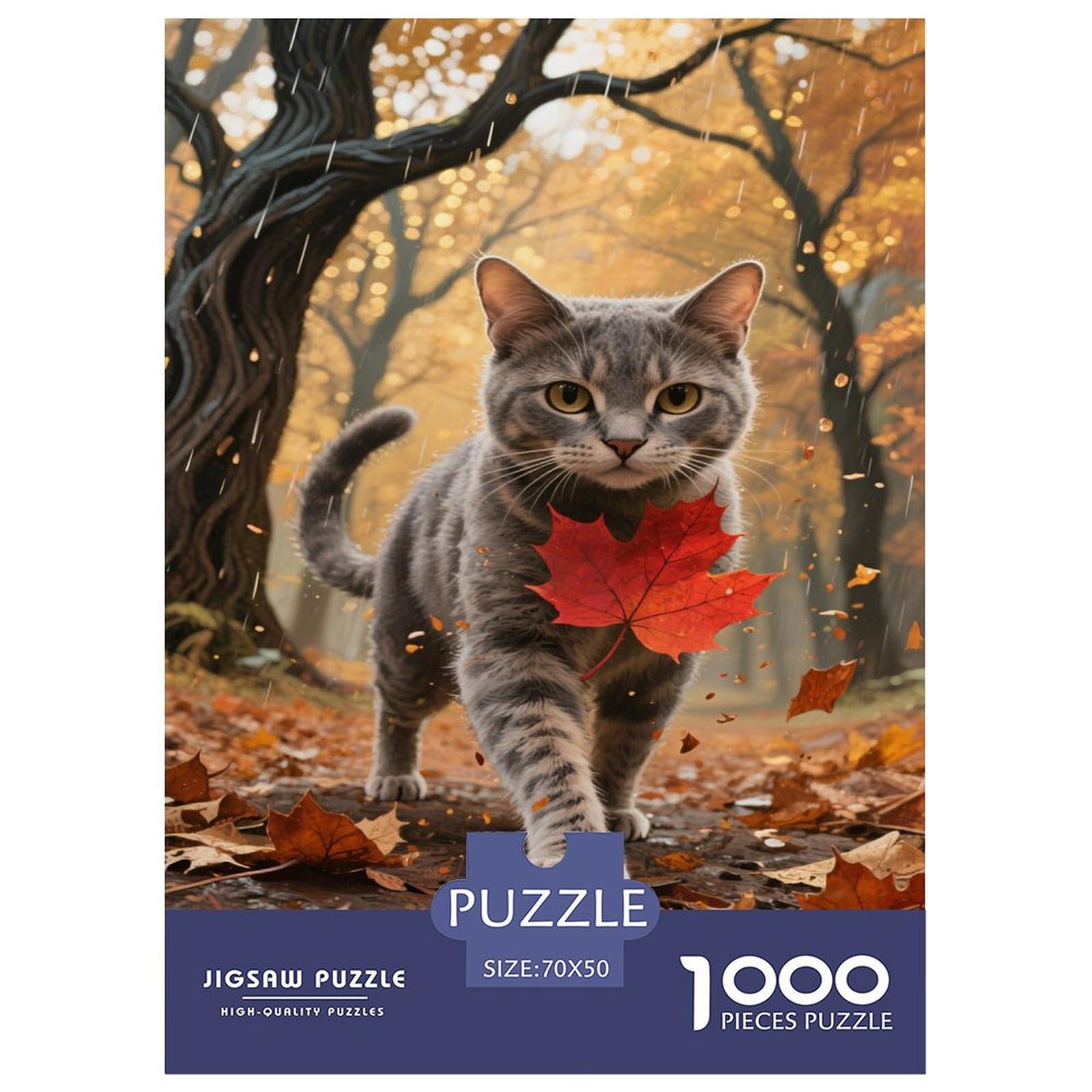 Puzzles American Curl Cat 1000 Pieces Challenge Game for Adults,Autumn Landscape Impossible Jigsaw Puzzles 1000 Pieces Educational Games Home Decoration 70x50cm/1000pcs