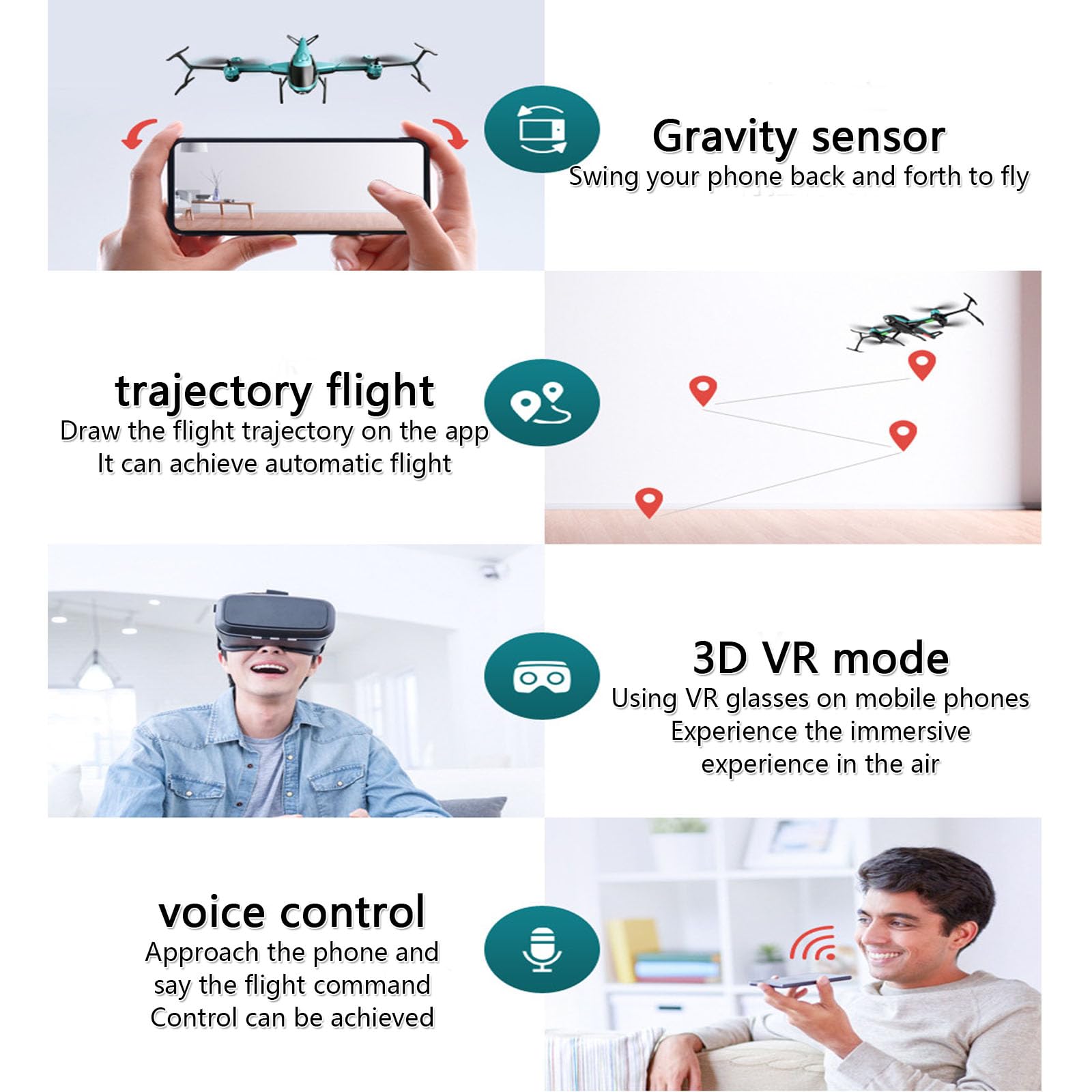 Aereo A Telecomando, Elicottero RC Pieghevole A 2,4 GHz Con Evitamento Degli Ostacoli, Ribaltamenti A 360 ° Sostegno All'altitudine Quadcoptero Di Decollo/atterraggio A Chiave Unica