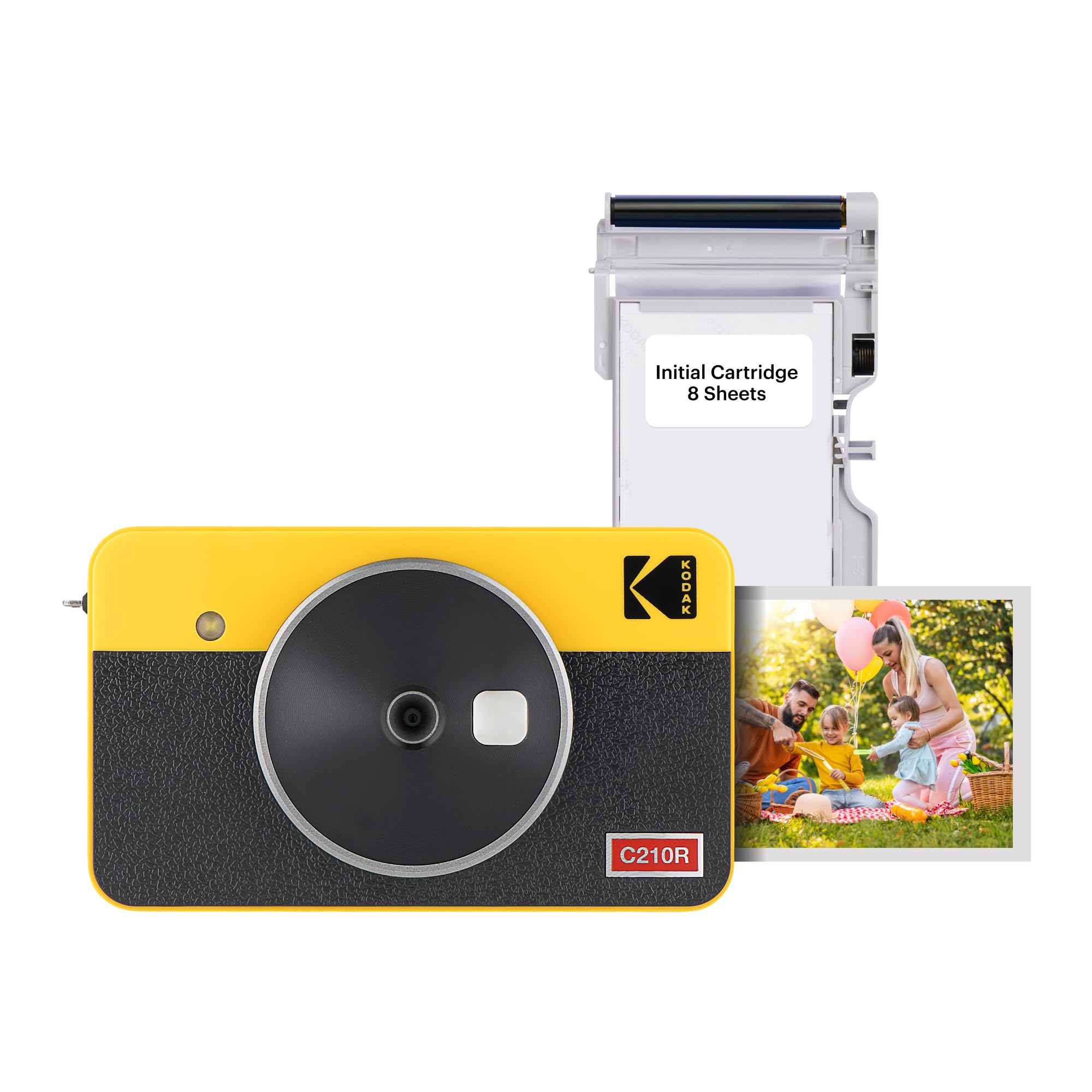 KODAK Mini Shot 2 Retro 4PASS 2-in-1 Instant Camera and Photo Printer (2.1x3.4 inches) + 8 Sheets, Yellow