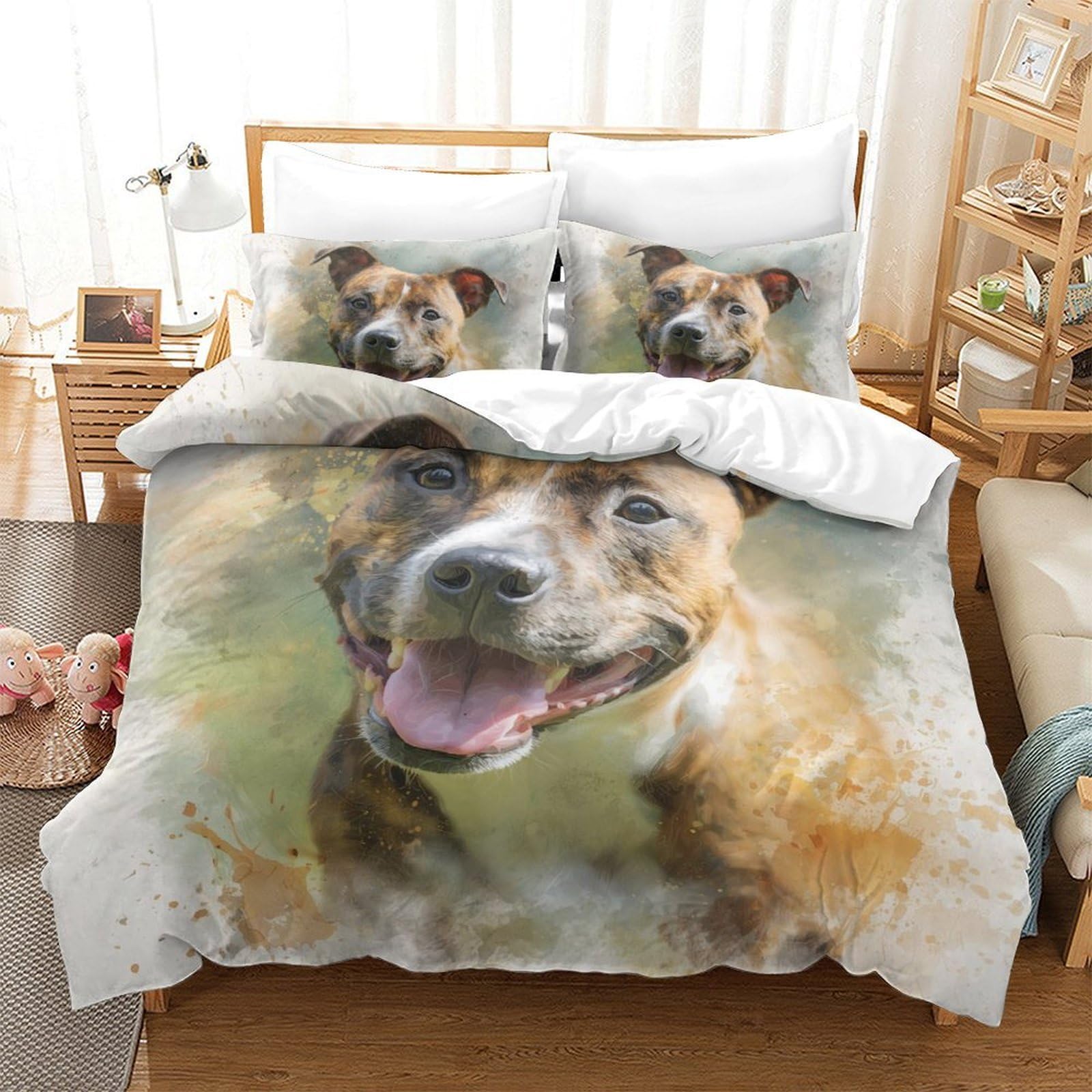 Housse de couette Staffordshire Bull Terrier 260x220 avec fermeture éclair invisible