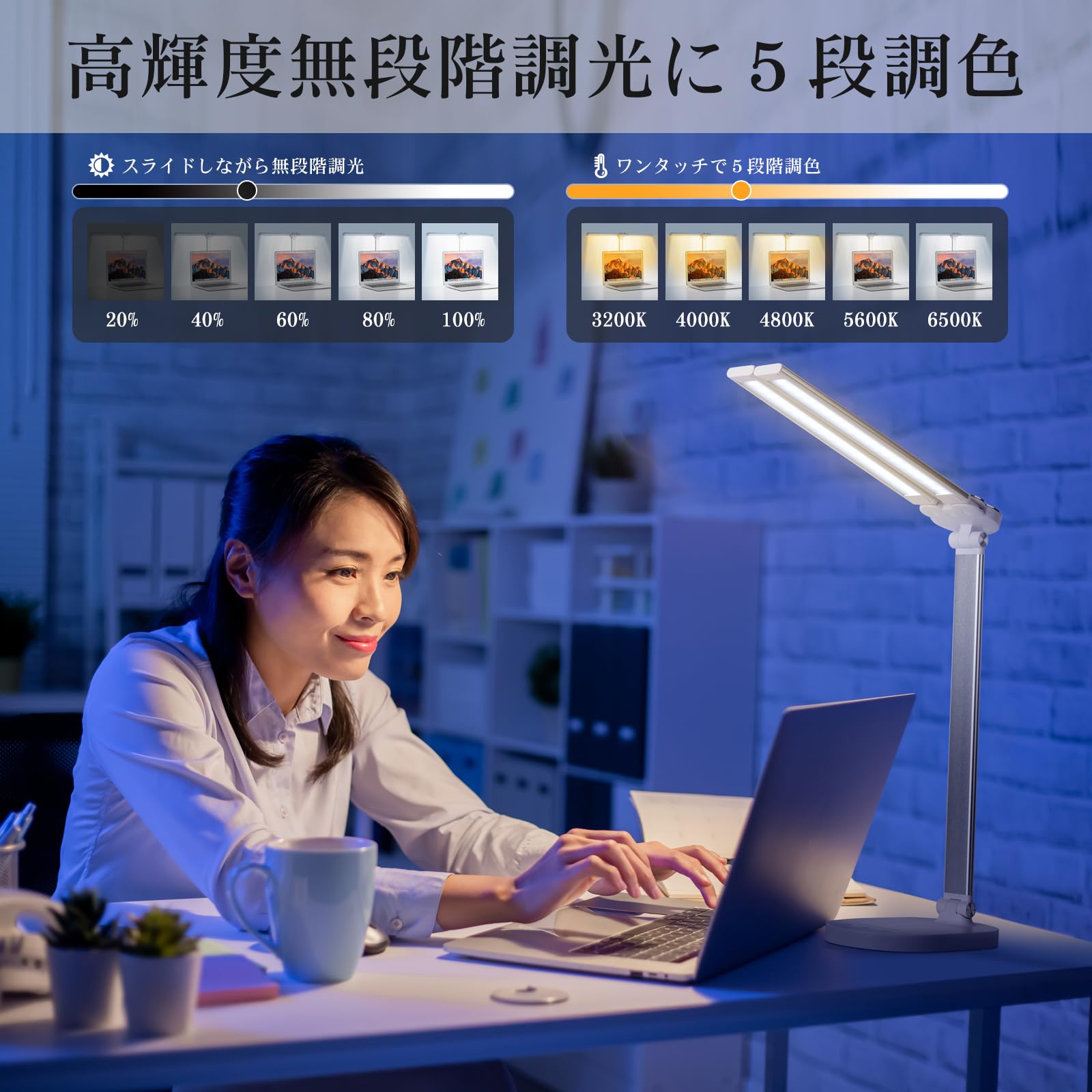 Amazon.co.jp: デスクライト led スタンドライト SHUWEI ダブル光源