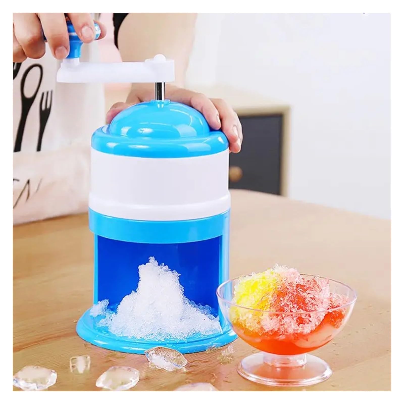 Ice Er - Mini máquina de afeitar de hielo, máquina manual de cono de nieve, bloque de hielo, para el hogar, restaurantes y cafeterías 4