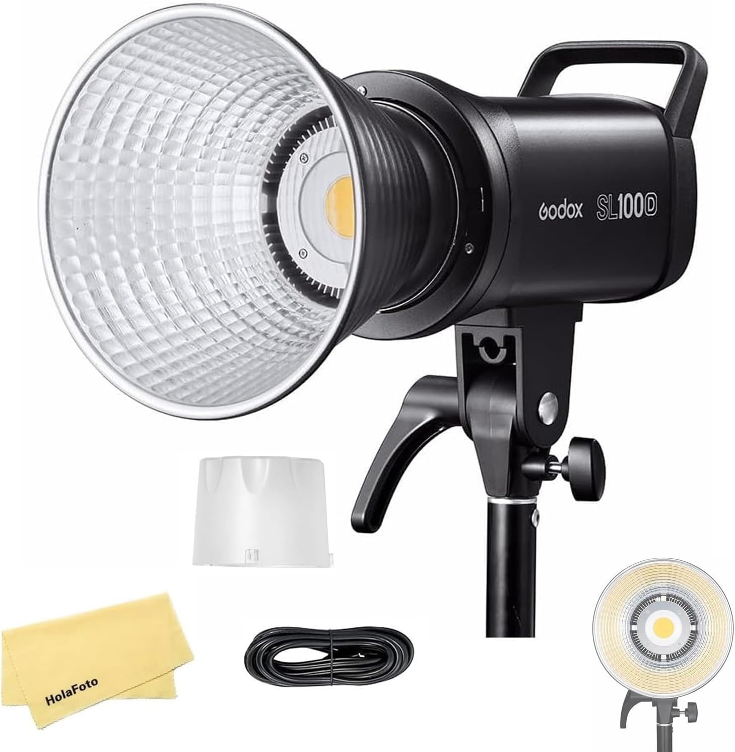 Godox SL100D LED Video Light,100W 5600K 32100Lux @1M CRI 96+TLCI 97+Bowens Mount Continuous Output Lighting,8 FX Effects 0-100% Brightness Studio Light with Weighing 1.6 kg, Multiple Control Methods