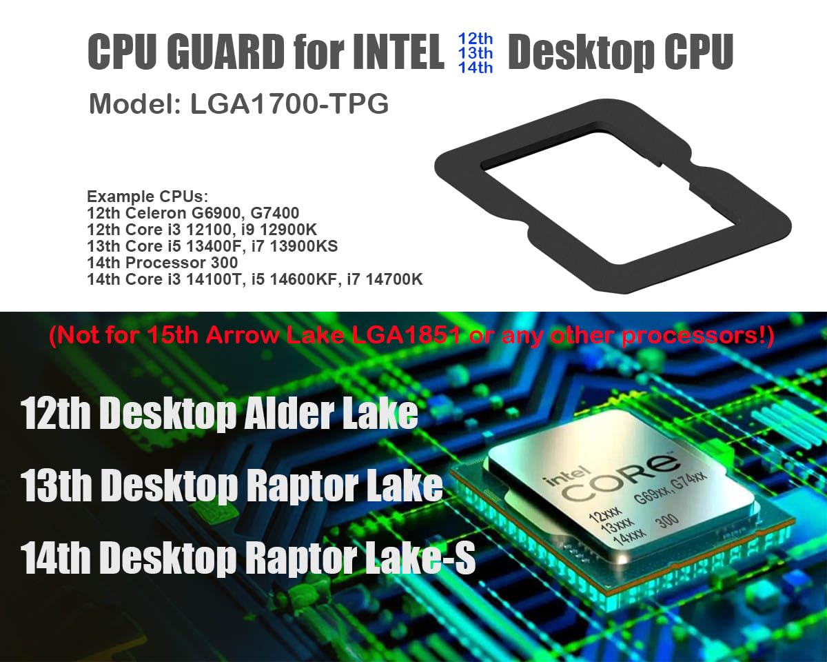 ElecGear Protezione termica per CPU per processori desktop Intel 12, 13, 14, 2 confezioni di LGA1700 Socket Buckle Copertura protettiva per blocco perdite per Intel Core 12xxx, 13xxx e 14xxx