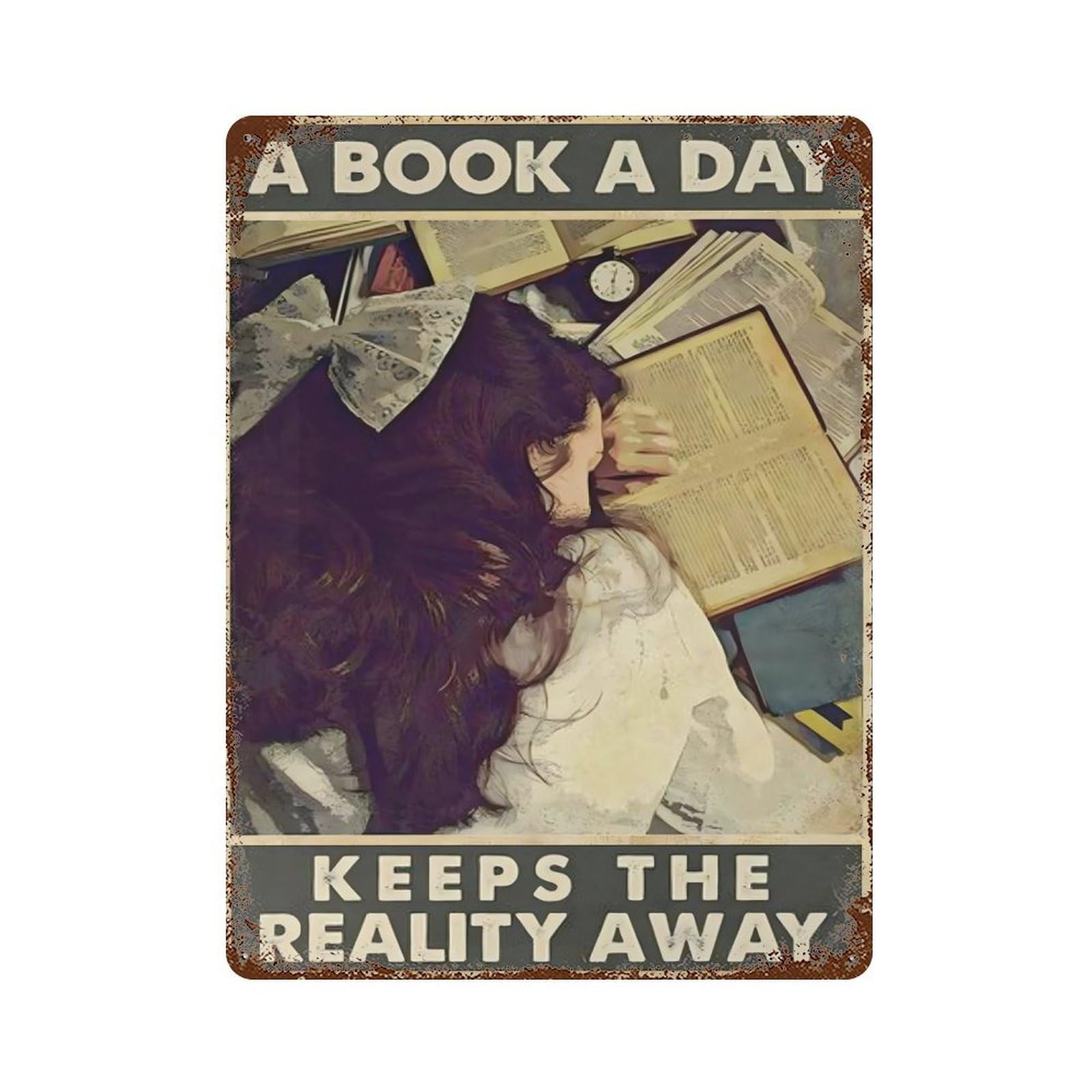 xiaoxiaoshen A Book A Day Retro Literary Wall Decor Art Metal Tin Poster Modern Home Decor Art Home Bar Shop Decorations Vintage Sign 40x30cm