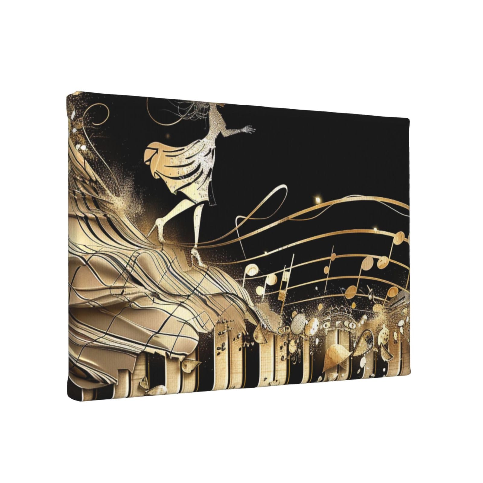 YKLJG Novel Music Note Printed Wall Art Canvas Painting 30x20 CM Wooden Framed Picture Painting Artwork Prints for Bedroom Kitchen Home Office Decor