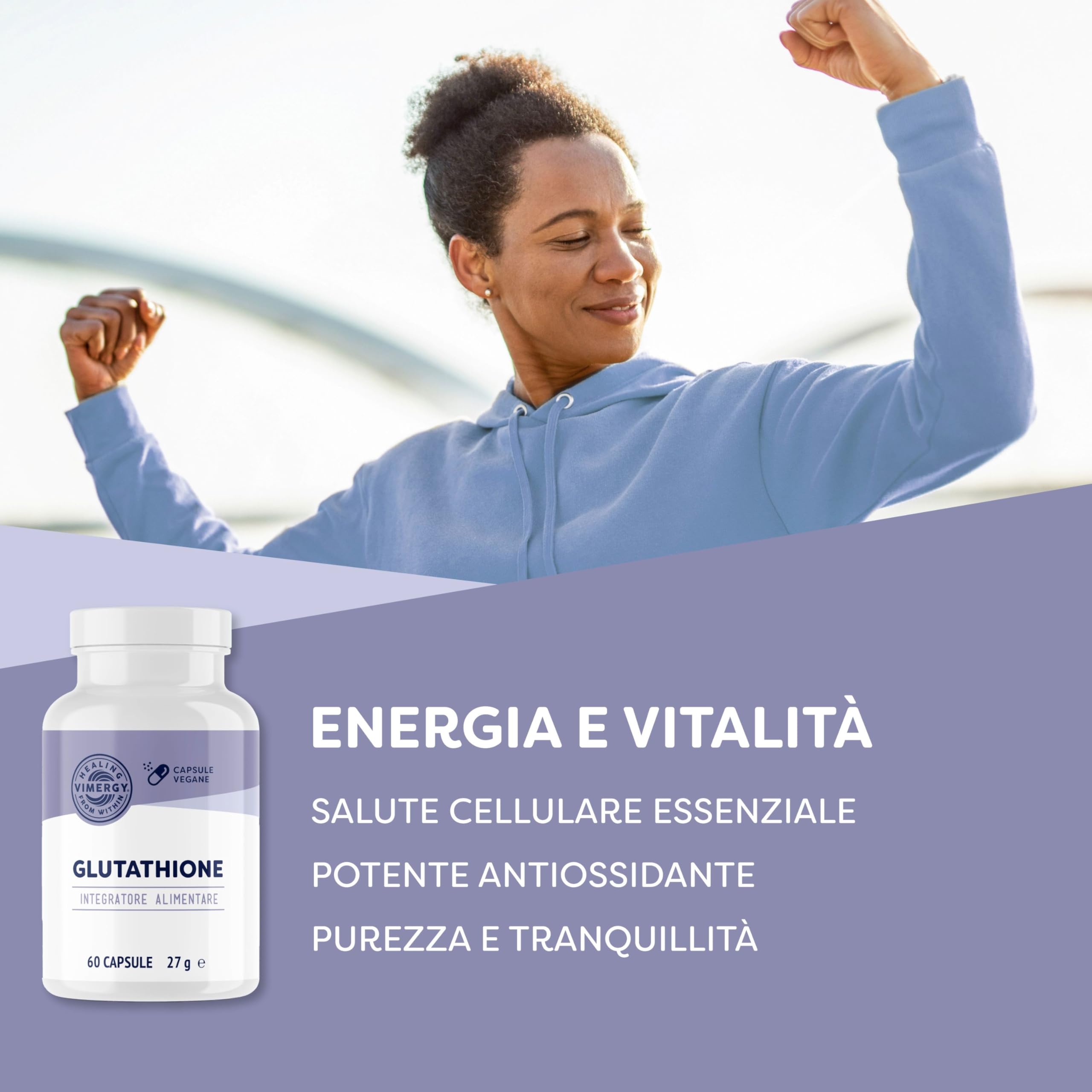 Vimergy Glutathione Capsule da 150mg, 60 Dosi – Antiossidante Cellulare L Glutatione – Glutatione Integratore – Capsula Vegana Senza Gelificanti – Senza OGM, Senza Glutine, Kosher