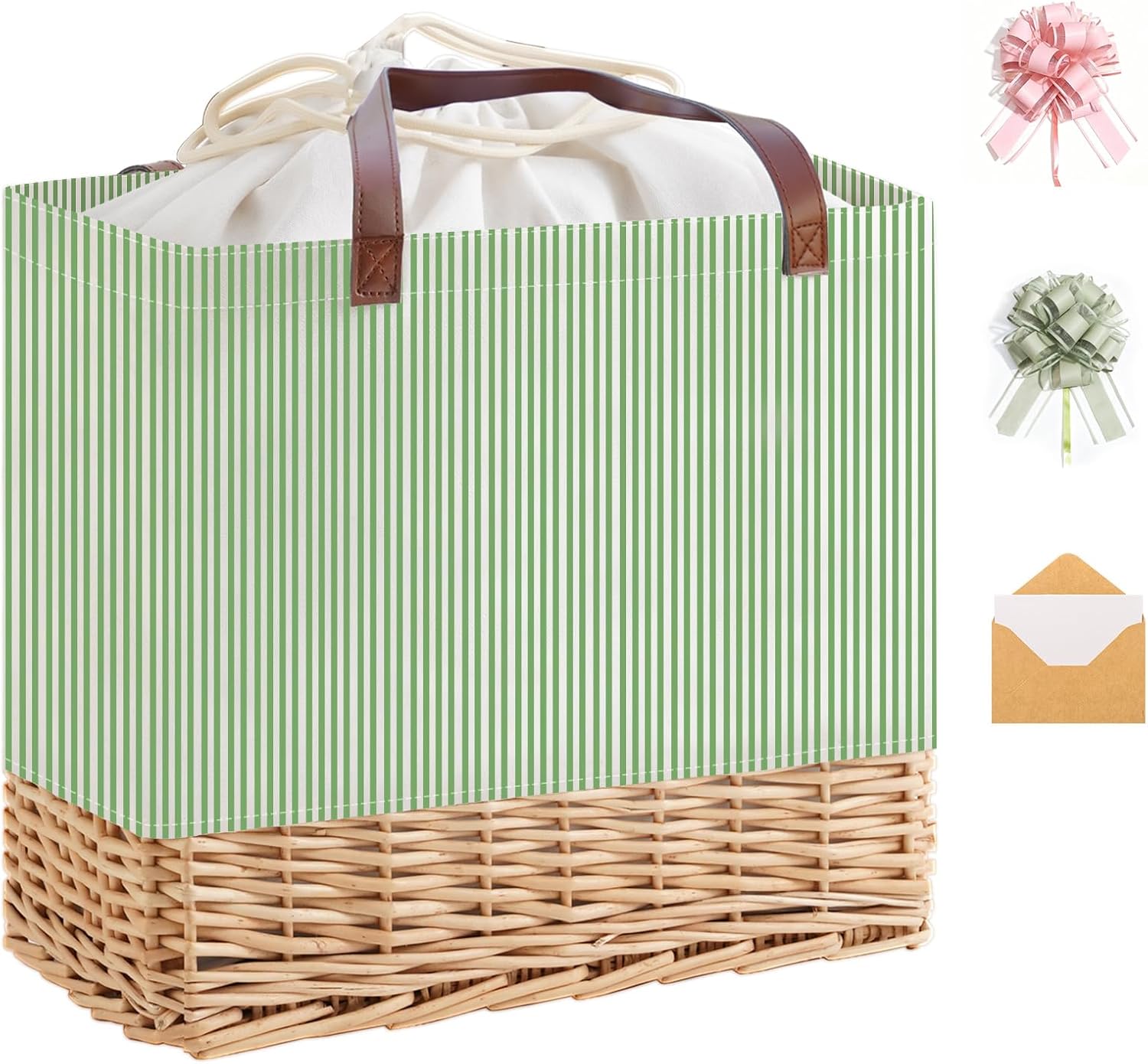 Insulated Picnic Basket, Foldable Shopping Hamper, Green